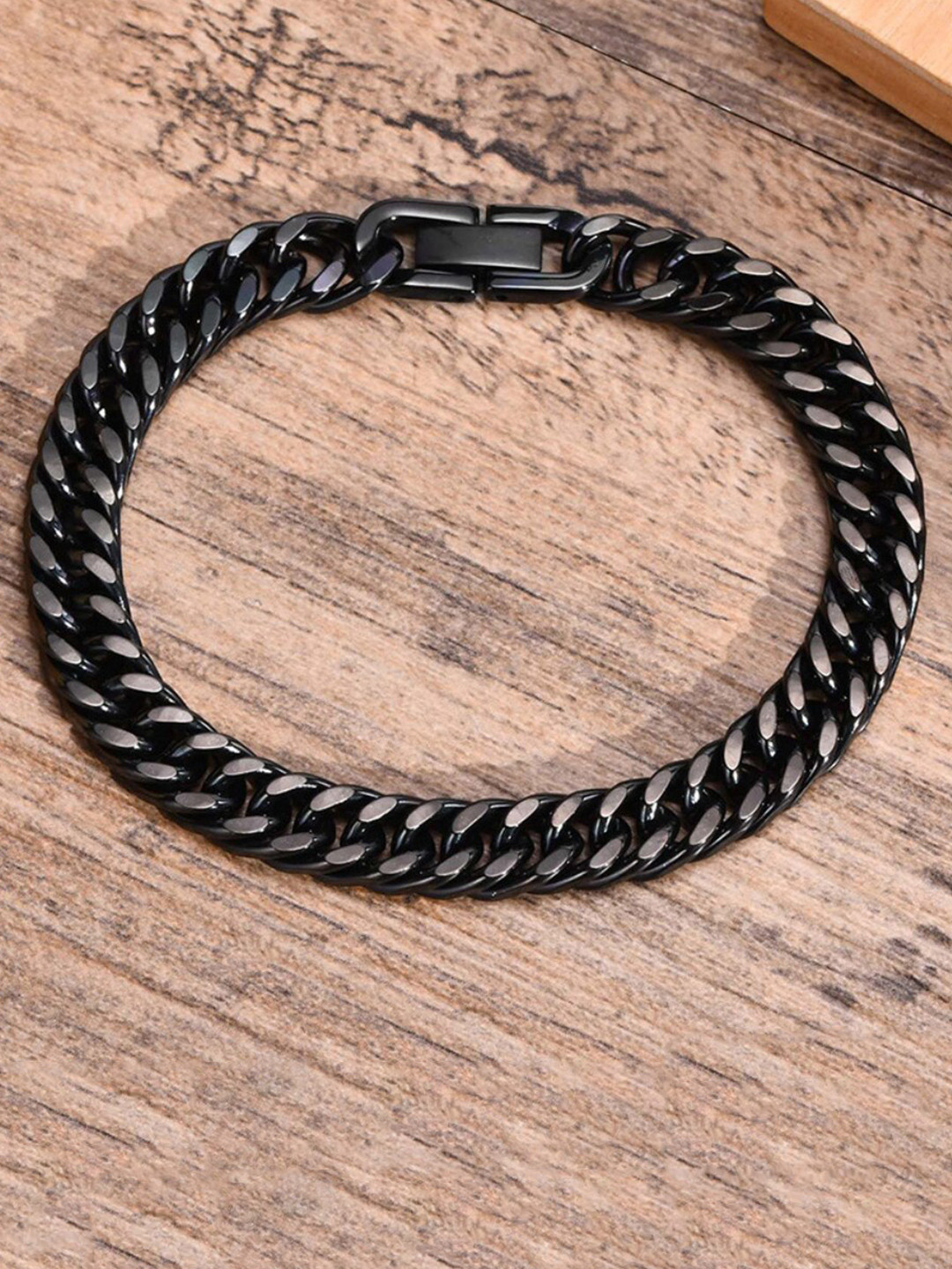 

WROGN Men Stainless Steel Link Bracelet, Black