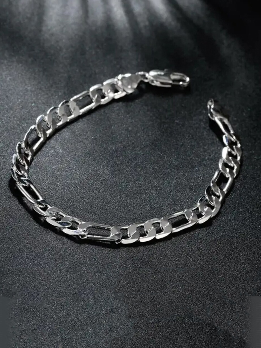 

WROGN Men Stainless Steel Link Bracelet, Silver