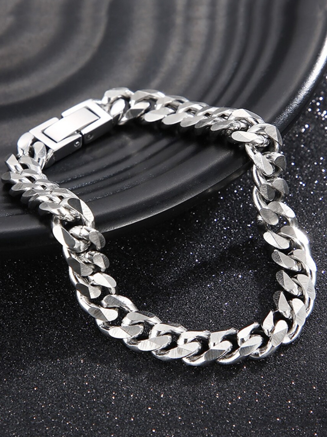

WROGN Men Stainless Steel Link Bracelet, Silver