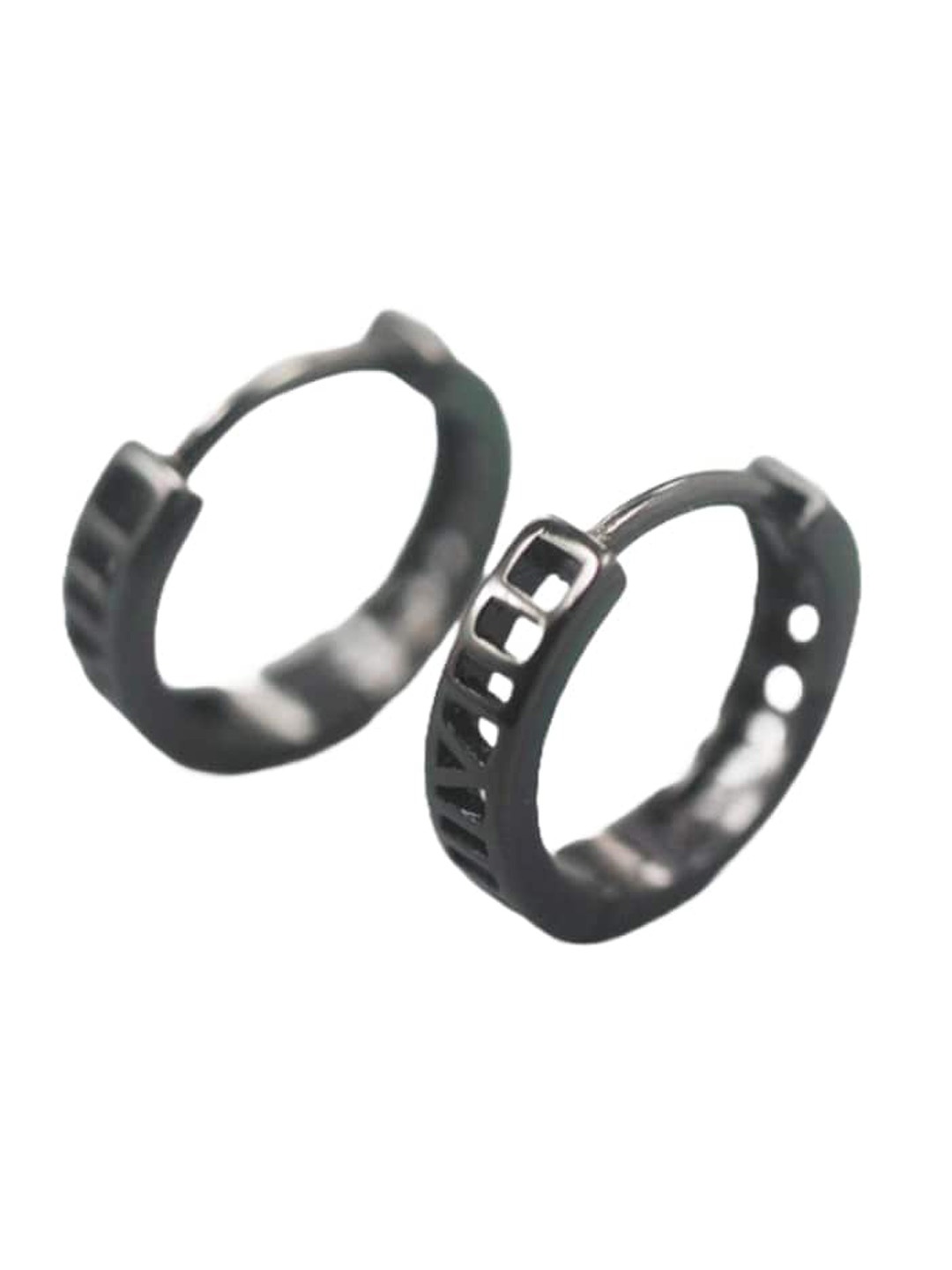 

WROGN Silver Hoop Earrings, Black