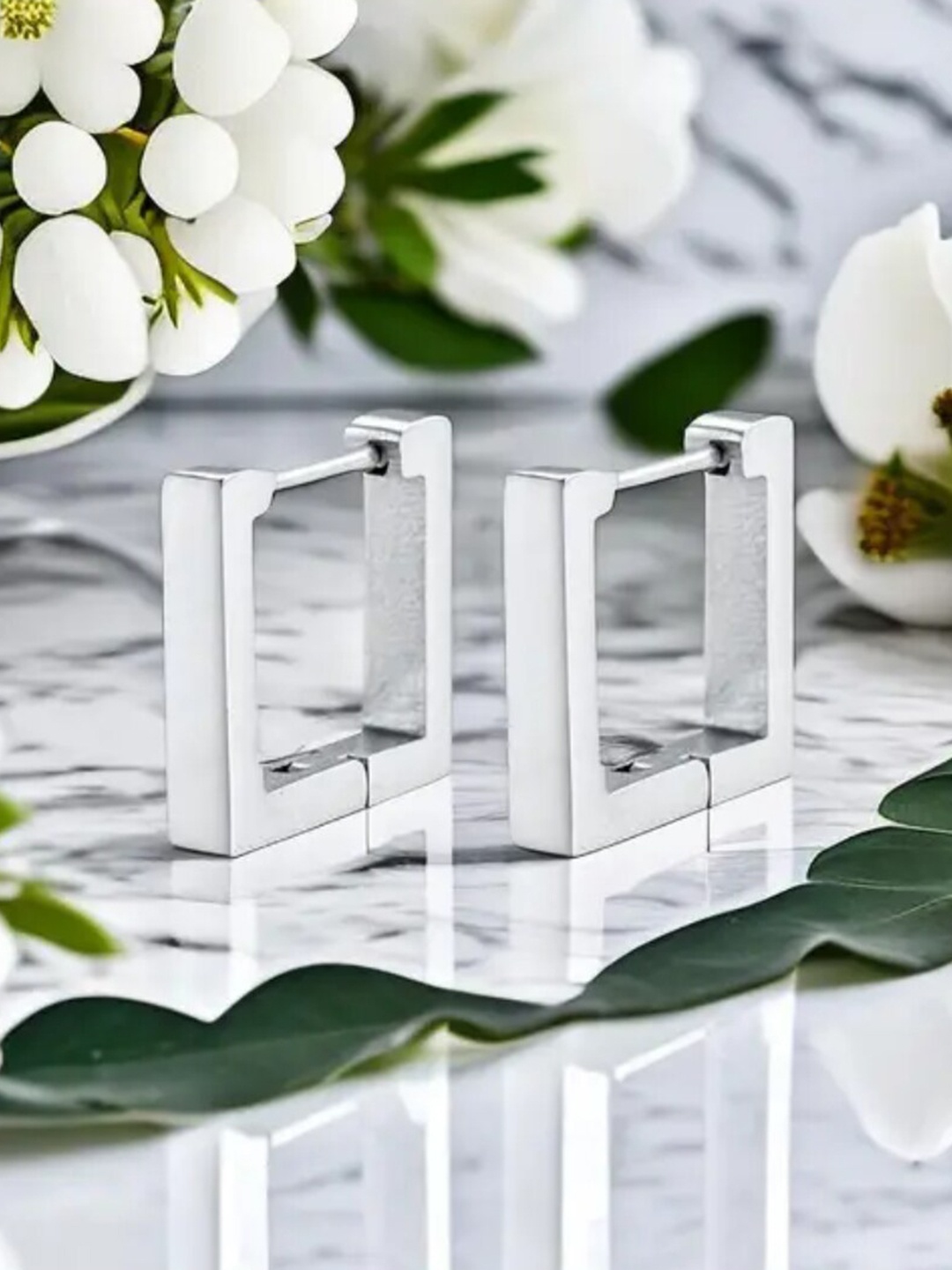 

WROGN Stainless Steel Contemporary Hoop Earrings, Silver