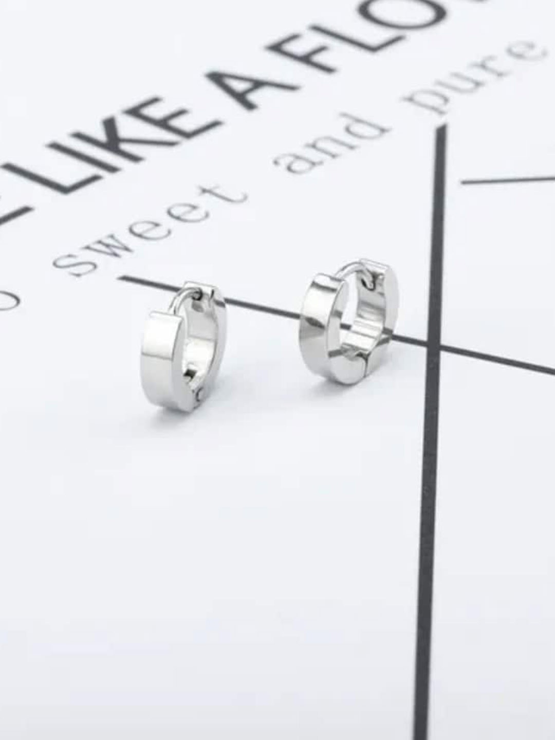 

WROGN Men Stainless Steel Hoop Earrings, Silver