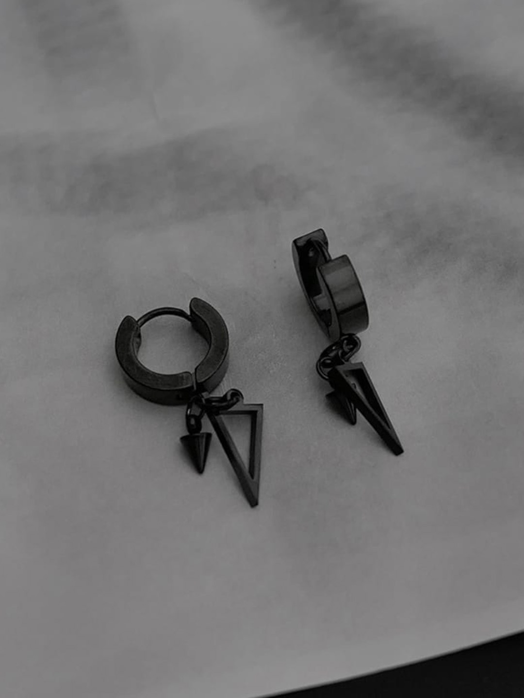 

WROGN Men Contemporary Stainless Steel Drop Earrings, Black