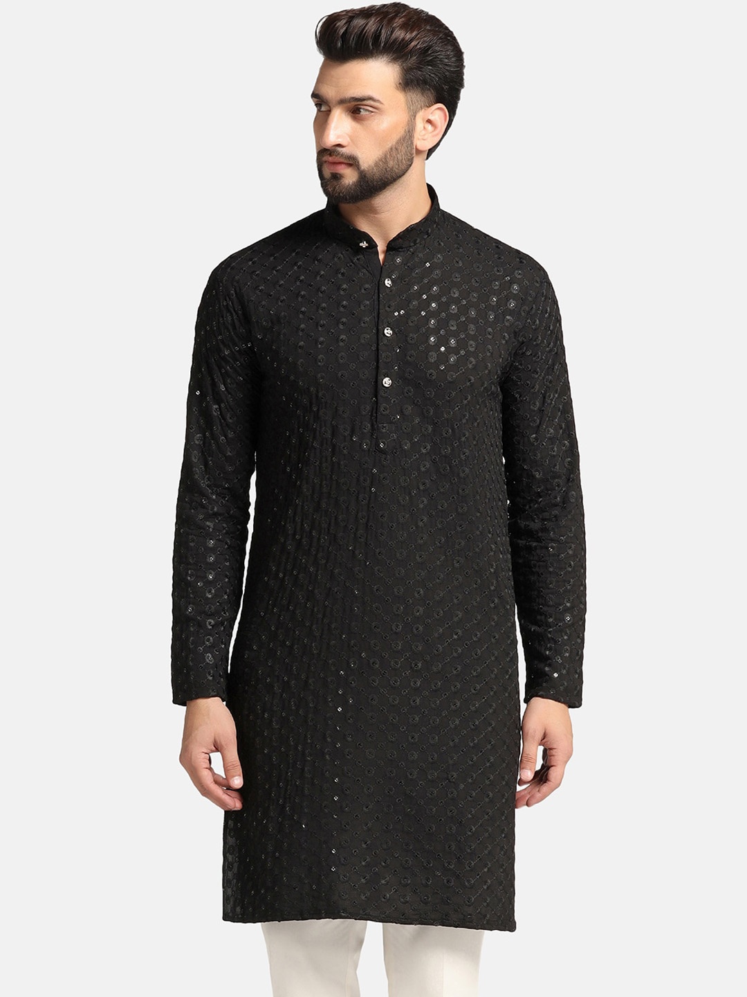 ahhaaaa Embroidered Sequinned Kurta, Black