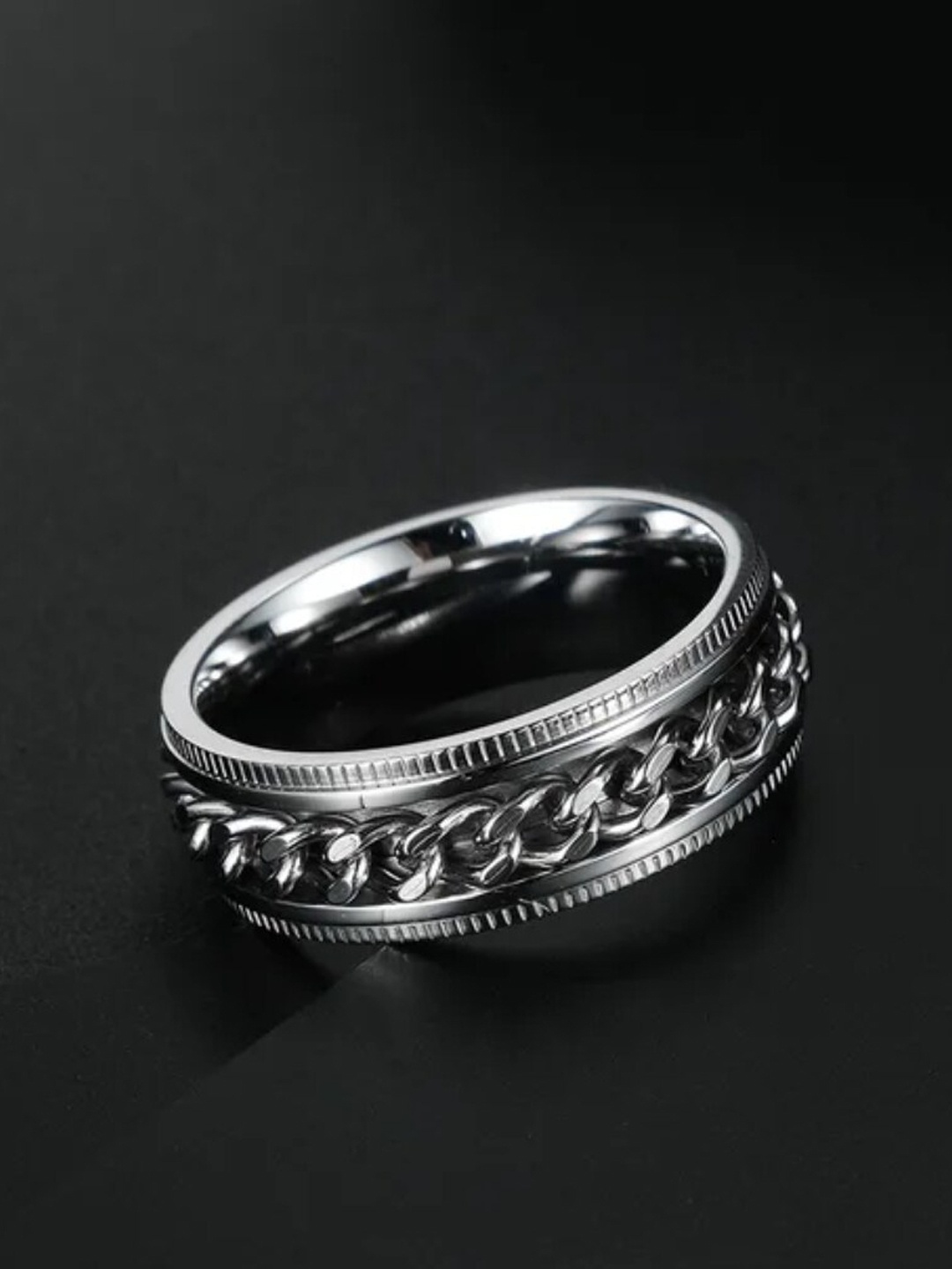 

WROGN Men Runic Silver Band Finger Ring