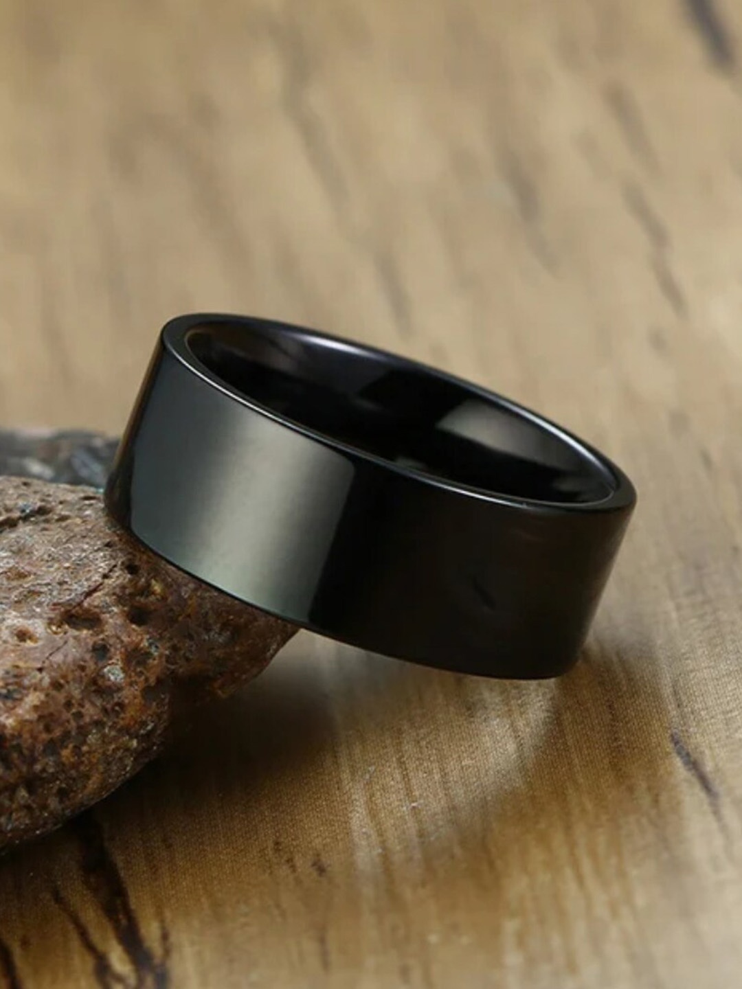 

WROGN Men Stainless Steel Adjustable Finger Ring, Black