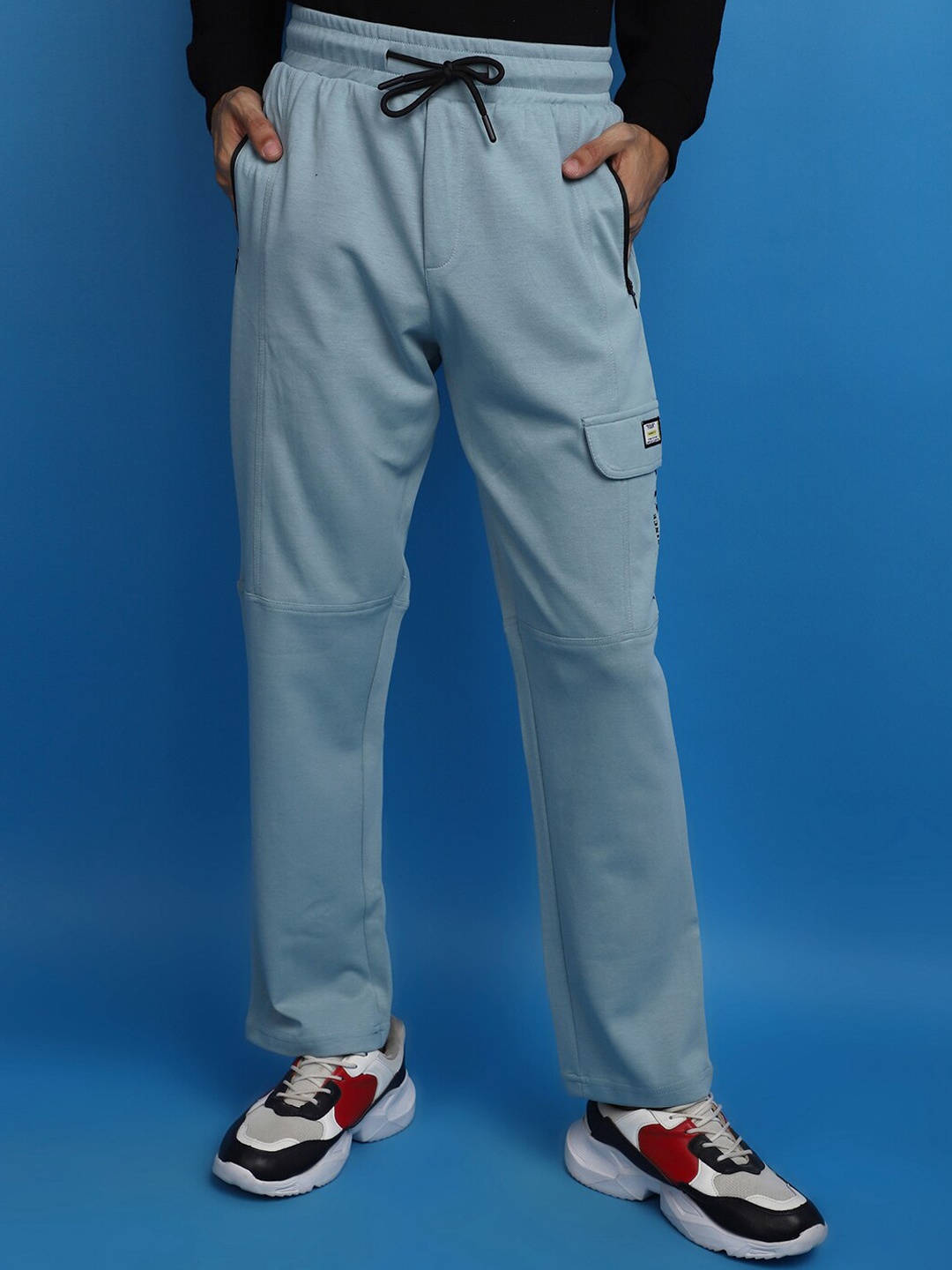 

V-Mart Men Mid-Rise Cotton Track Pant, Blue