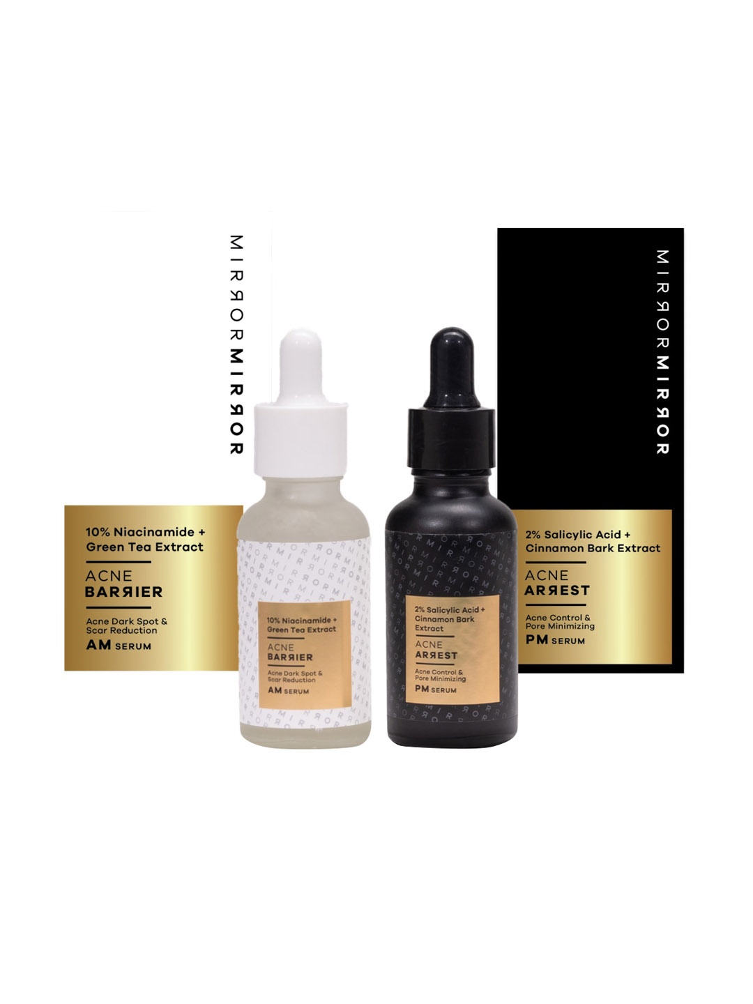 

Mirror Mirror Set of 2 Acne Barrier AM Serum & Acne Arrest PM Serum - 30 ml each, White