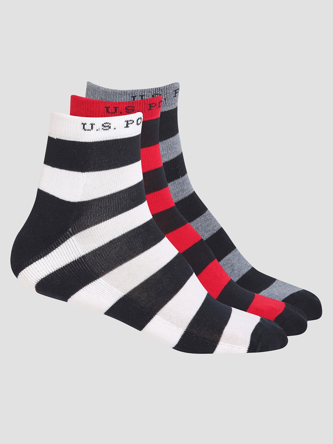 

U.S. Polo Assn. Men Pack Of 3 Ankle Length Terry Finish ES005 Socks, Black