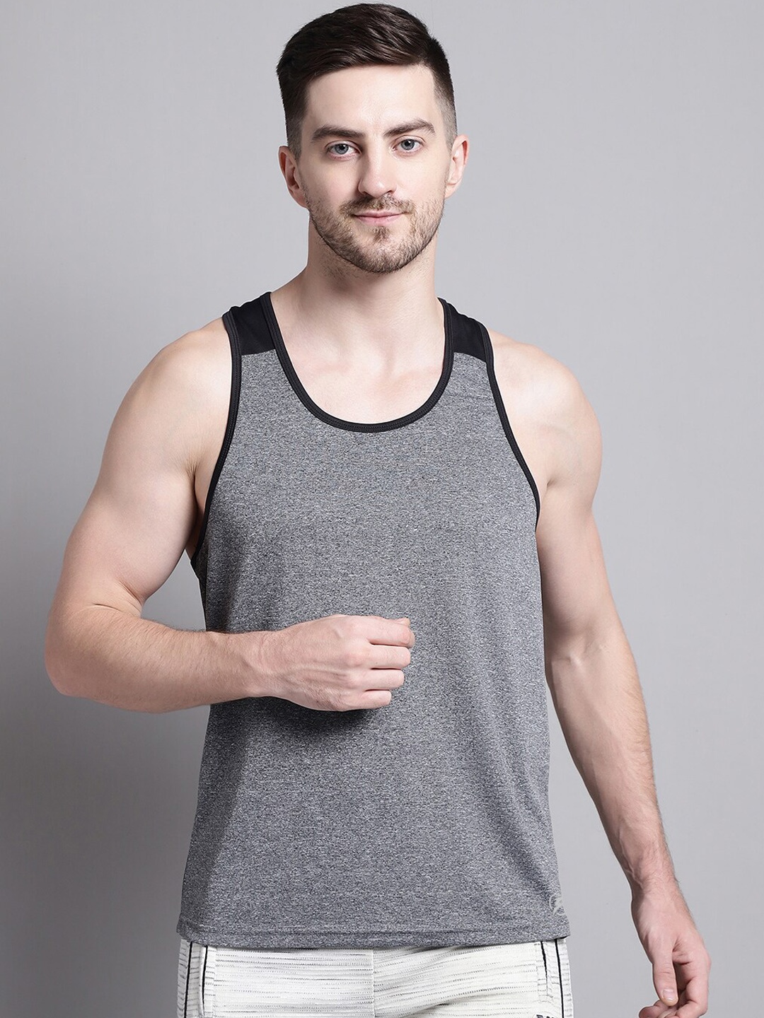 

Friskers Self Design Sleeveless Innerwear Vests MAH2003-S, Grey