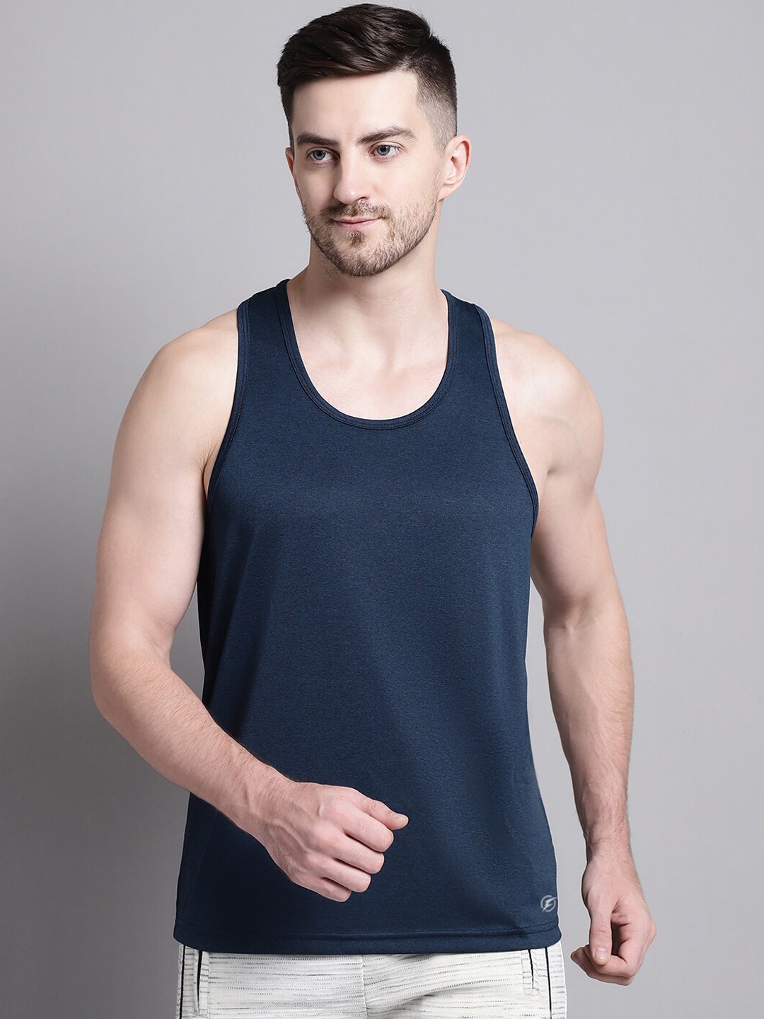 

Friskers Square Neck Tank Gym Vest, Navy blue