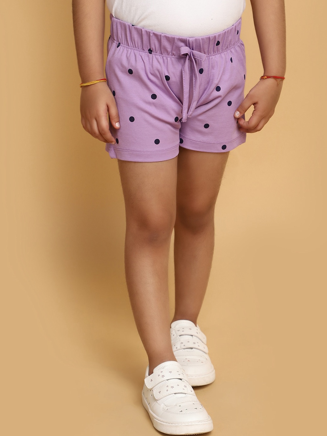 

V-Mart Girls Polka Dots Printed Cotton Shorts, Purple