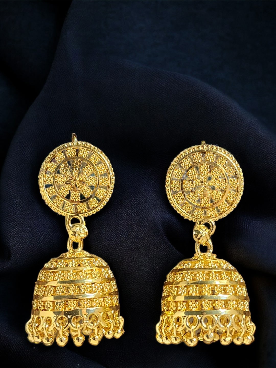 

Goldnera Gold-Plated Beads Beaded Dome Shaped Jhumkas