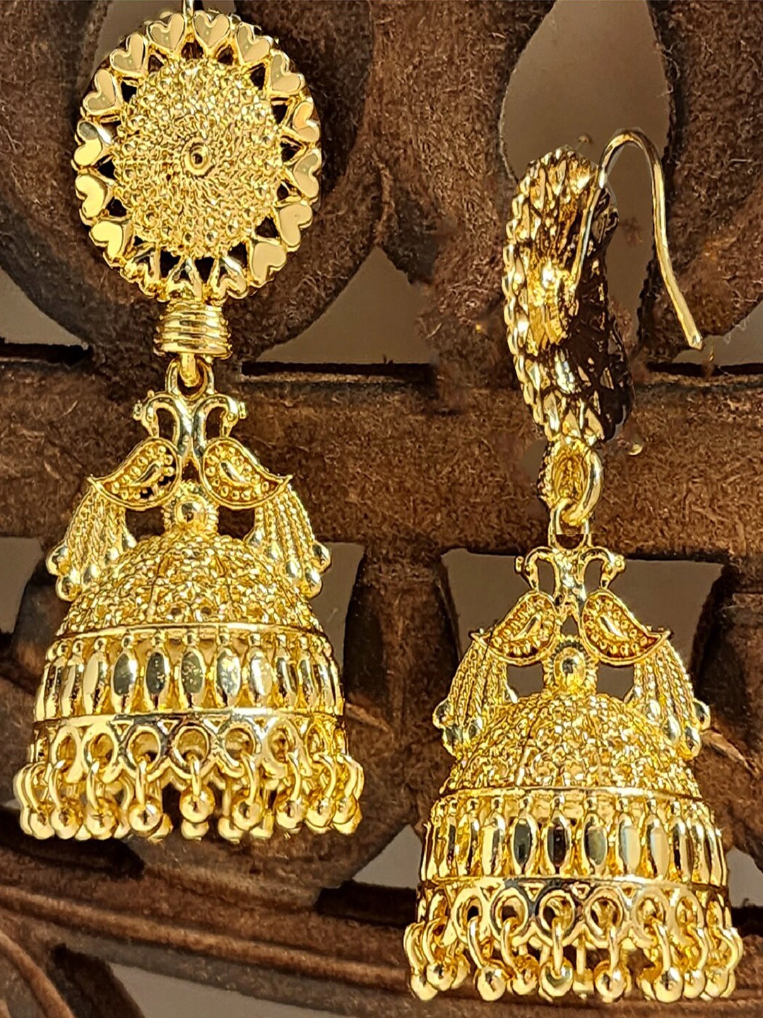 

Goldnera Brass-Plated Contemporary Jhumkas, Gold