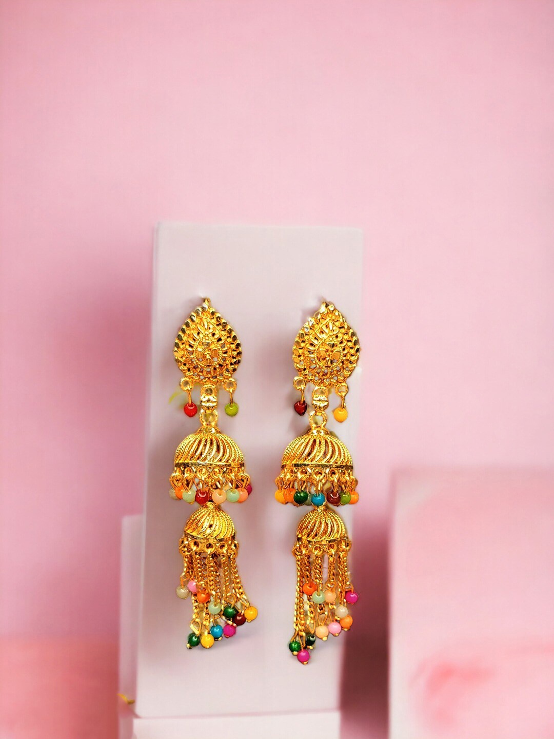 

Goldnera Gold-Plated Beads Beaded Contemporary Jhumkas
