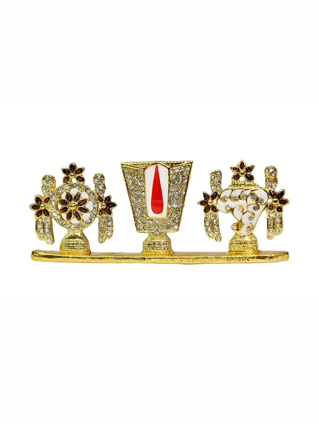 

Bhimonee Decor Gold-toned Brass Shanku Chakra Namah Stone Work Tiny Showpiece