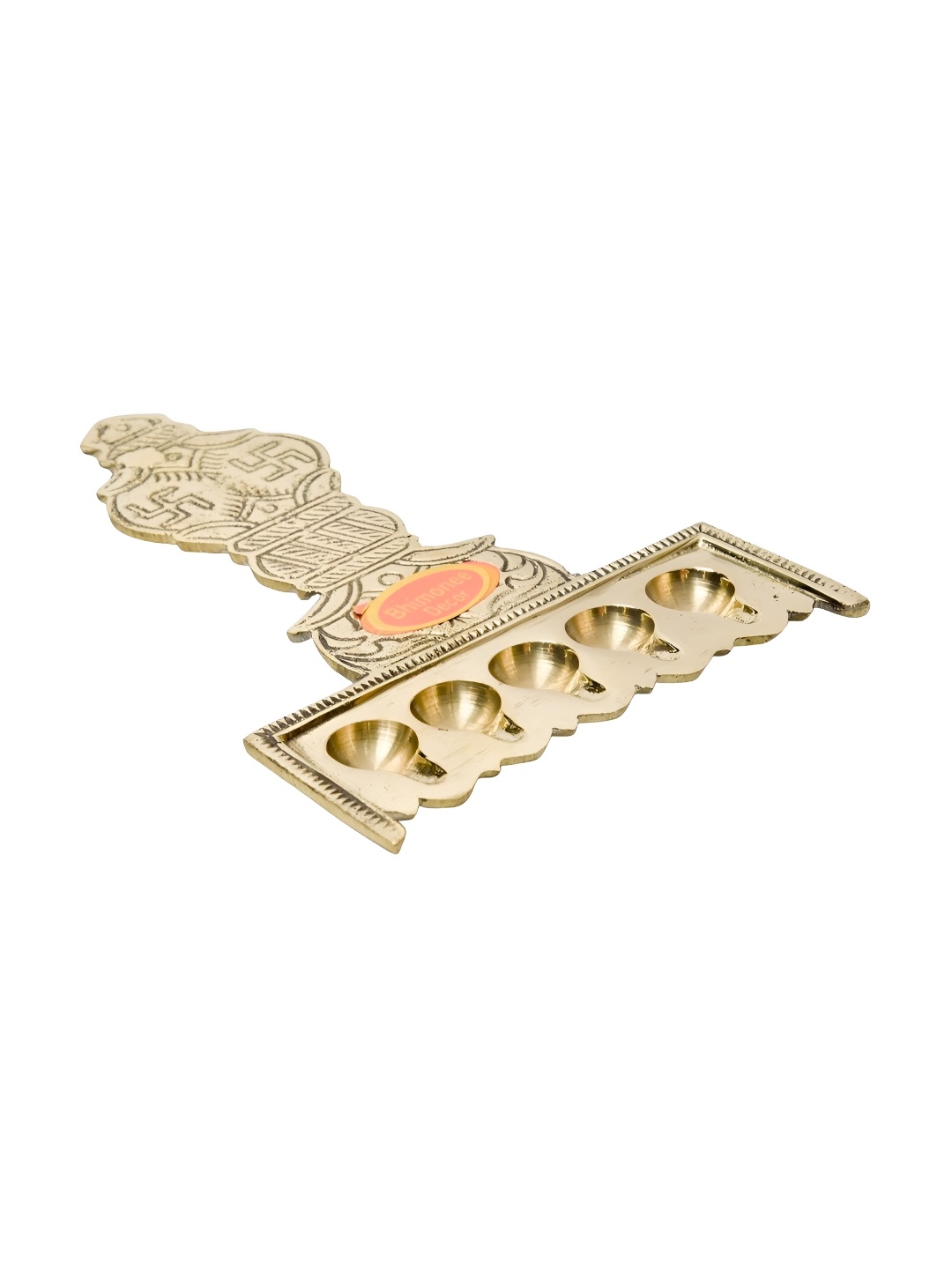 

Bhimonee Decor Copper Toned Pure Brass Flat Udupi Panch Aart