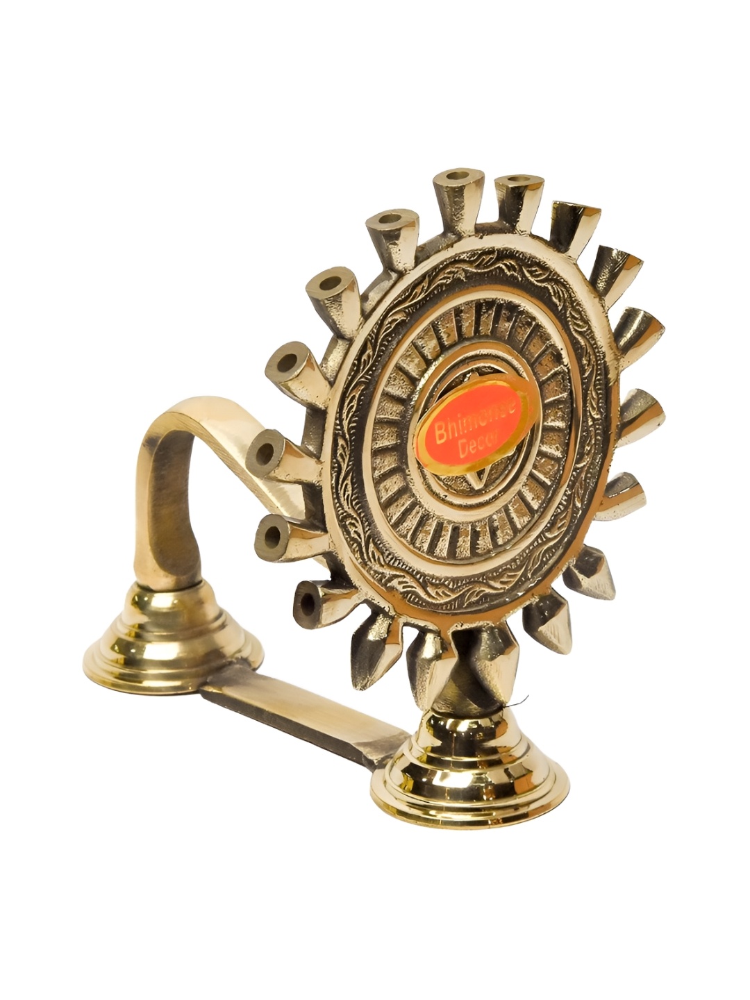 

Bhimonee Decor Copper Toned Traditional Brass Chakra Aarti Stand