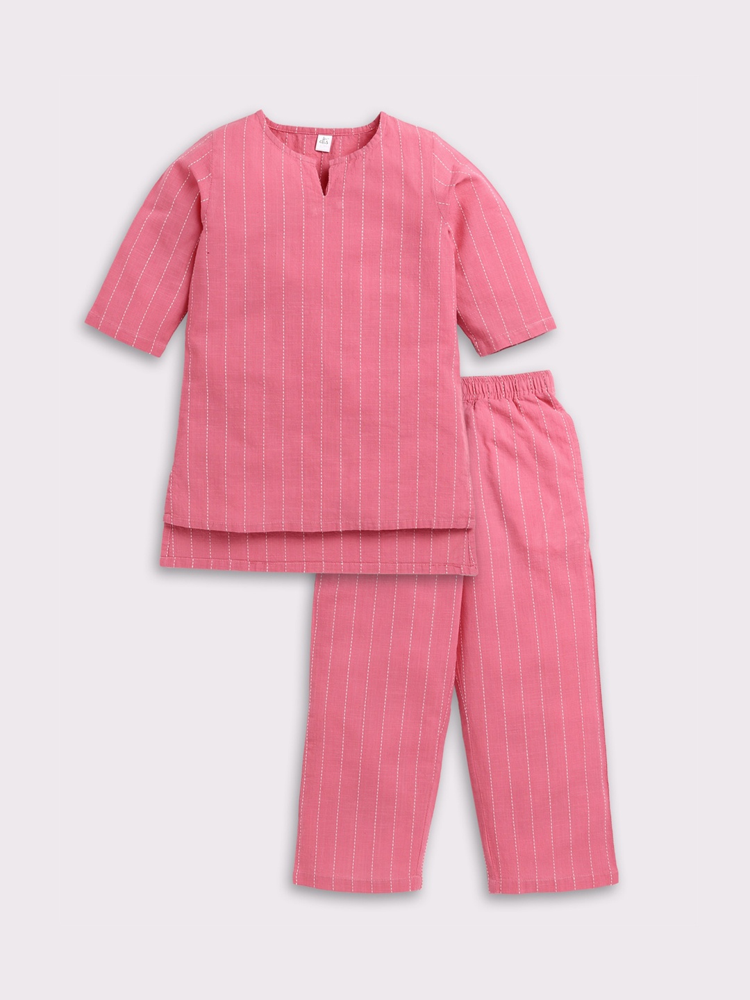 

Clt.s Girls Striped Pure Cotton Top With Pyjamas, Coral