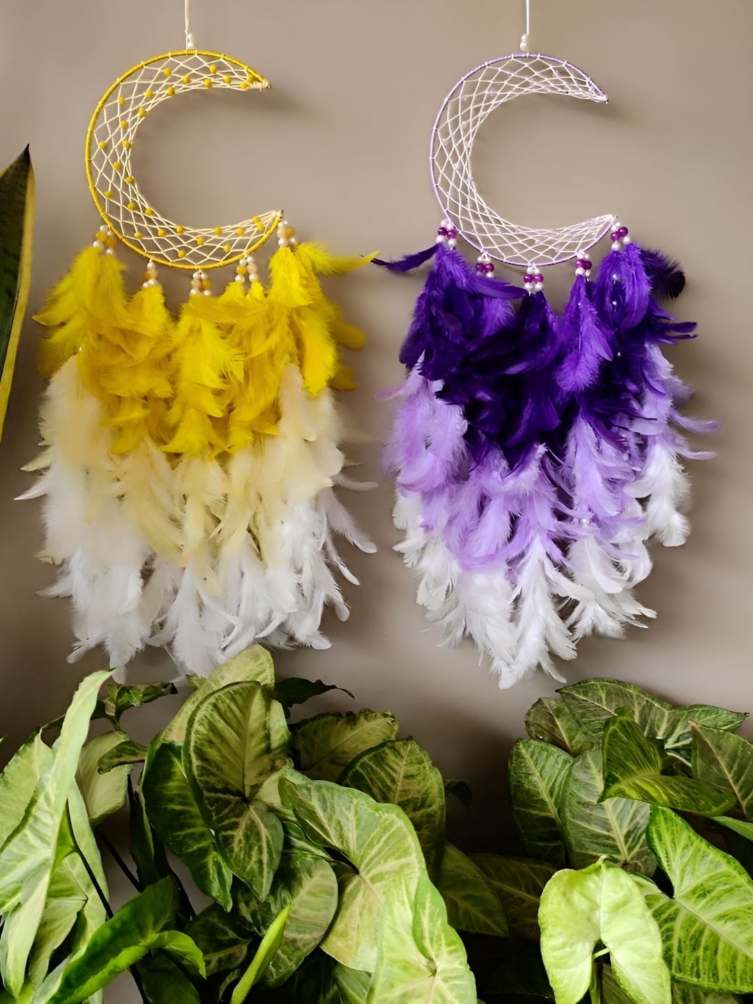 

UVID ART AND CRAFT SUPPLIES Yellow & Purple 2 Pieces Hanging Dream Catcher