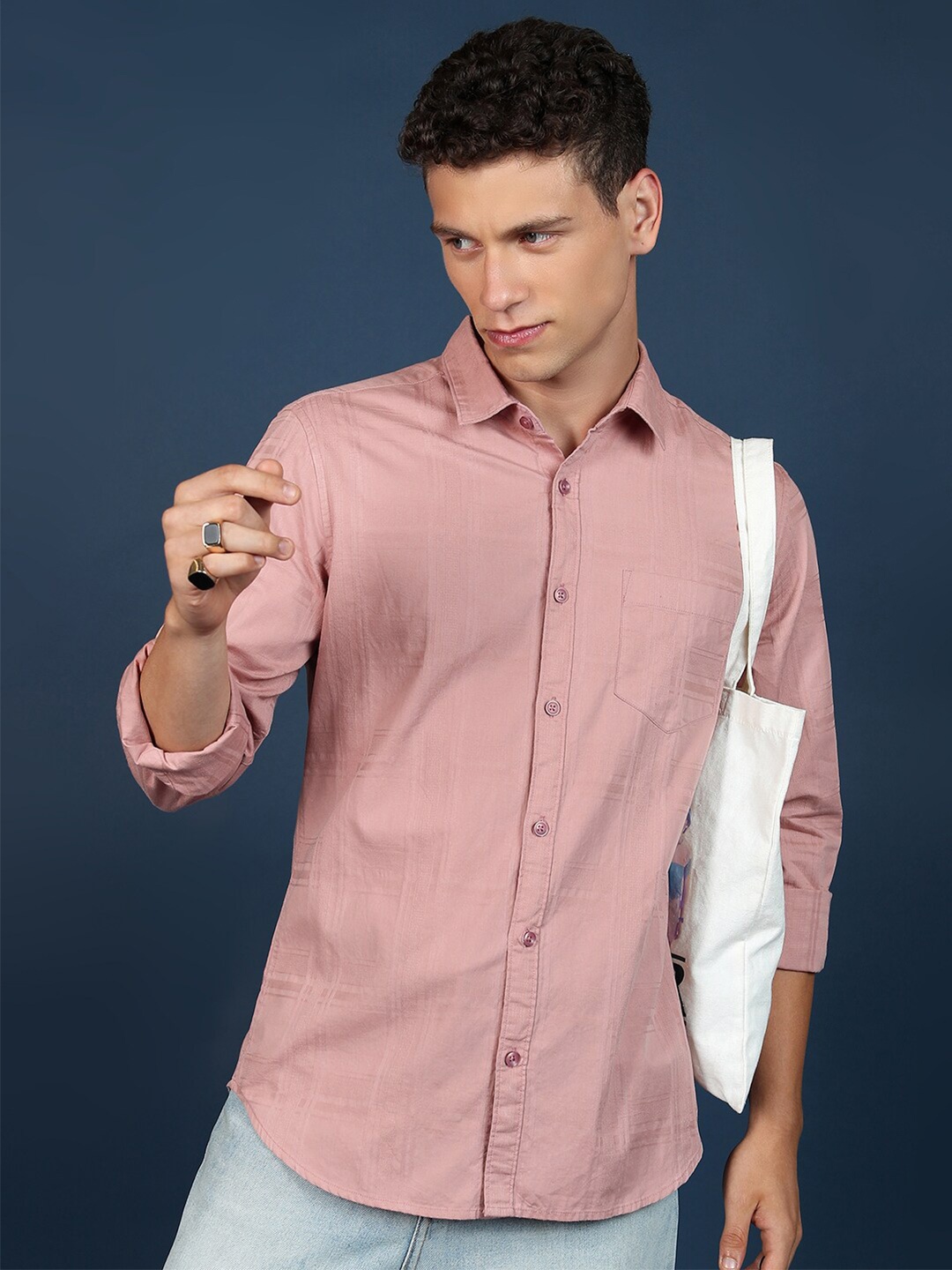 

KETCH Slim Fit Cutaway Collar Cotton Casual Shirt, Coral