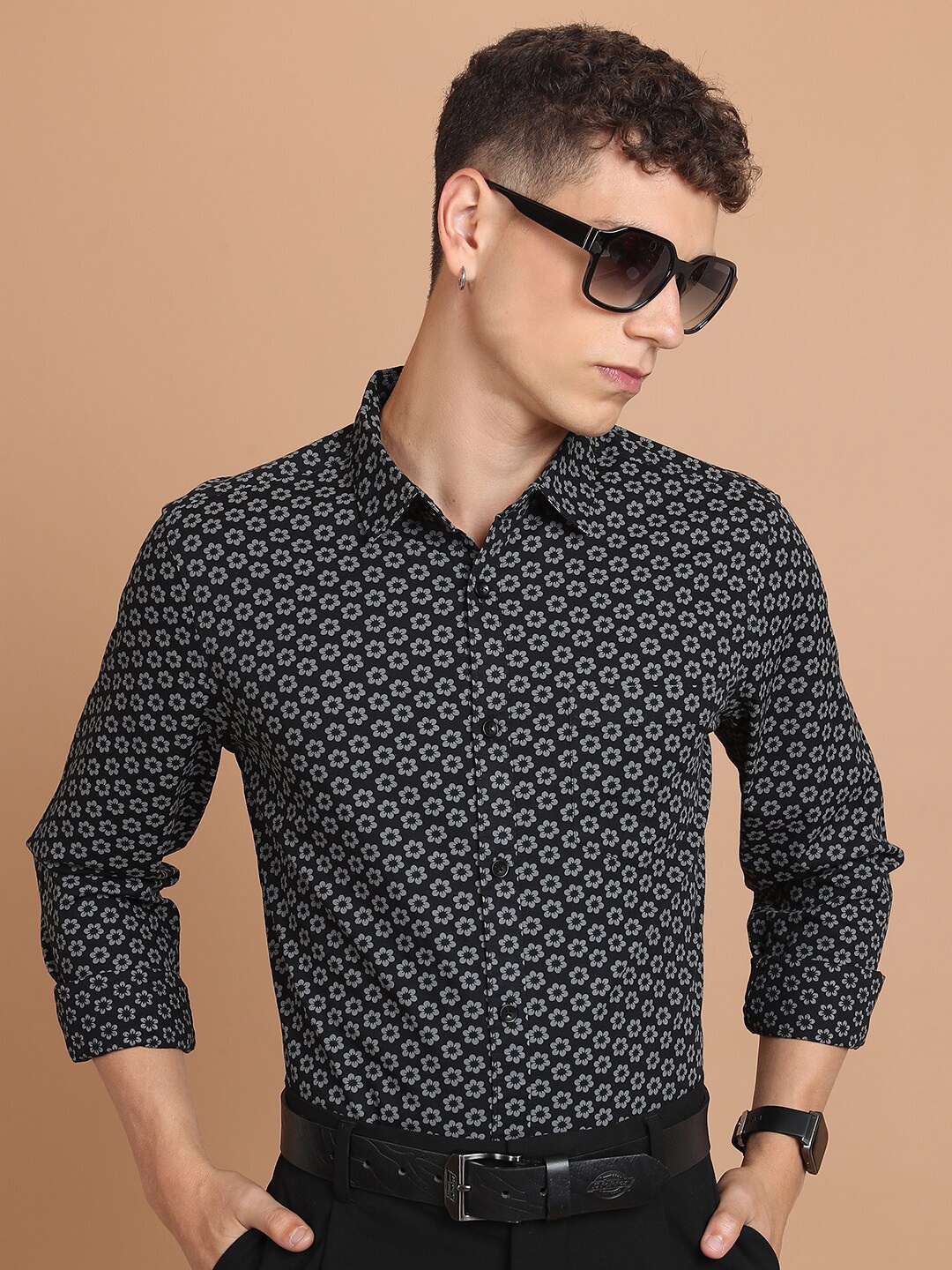 

KETCH Slim Fit Floral Printed Casual Cotton Shirt, Black