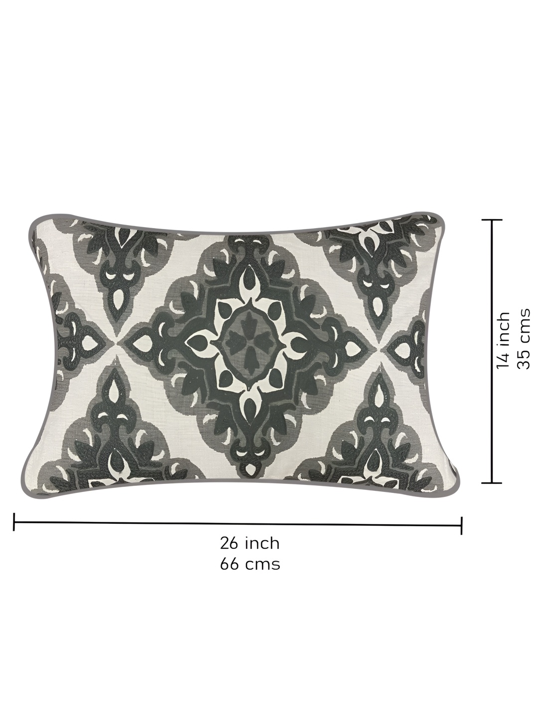 

SAJAVAT Off White & Grey Self Design Cotton Rectangle Pillow Cover