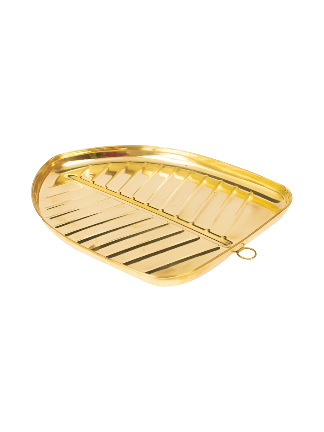 

Spillbox Gold-Toned Brass Textured Banana Leaf-shaped Thali Pooja Essential