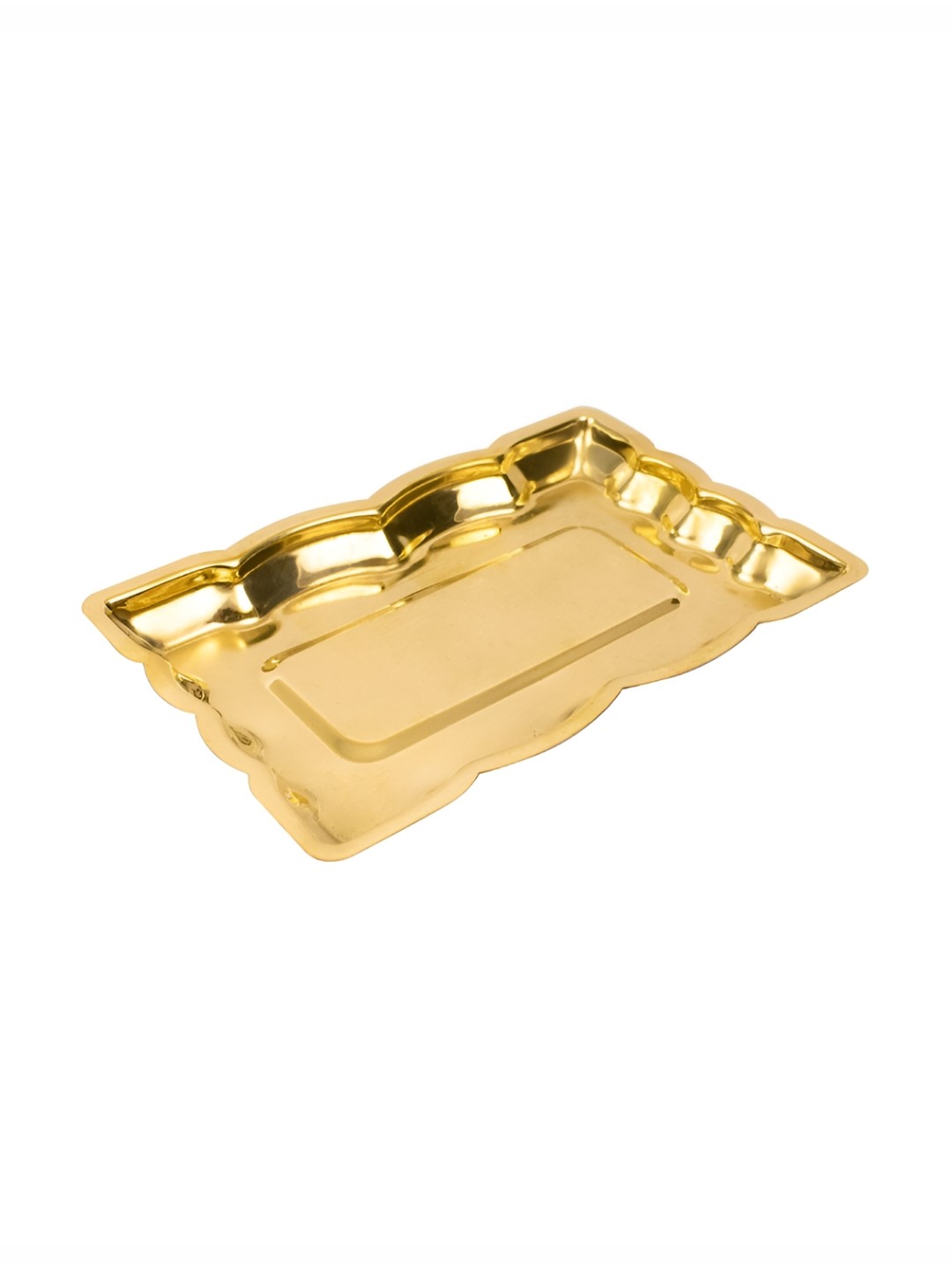 

Spillbox Gold-Toned Brass Rectangular Betal Thali Pooja Essential, Beige