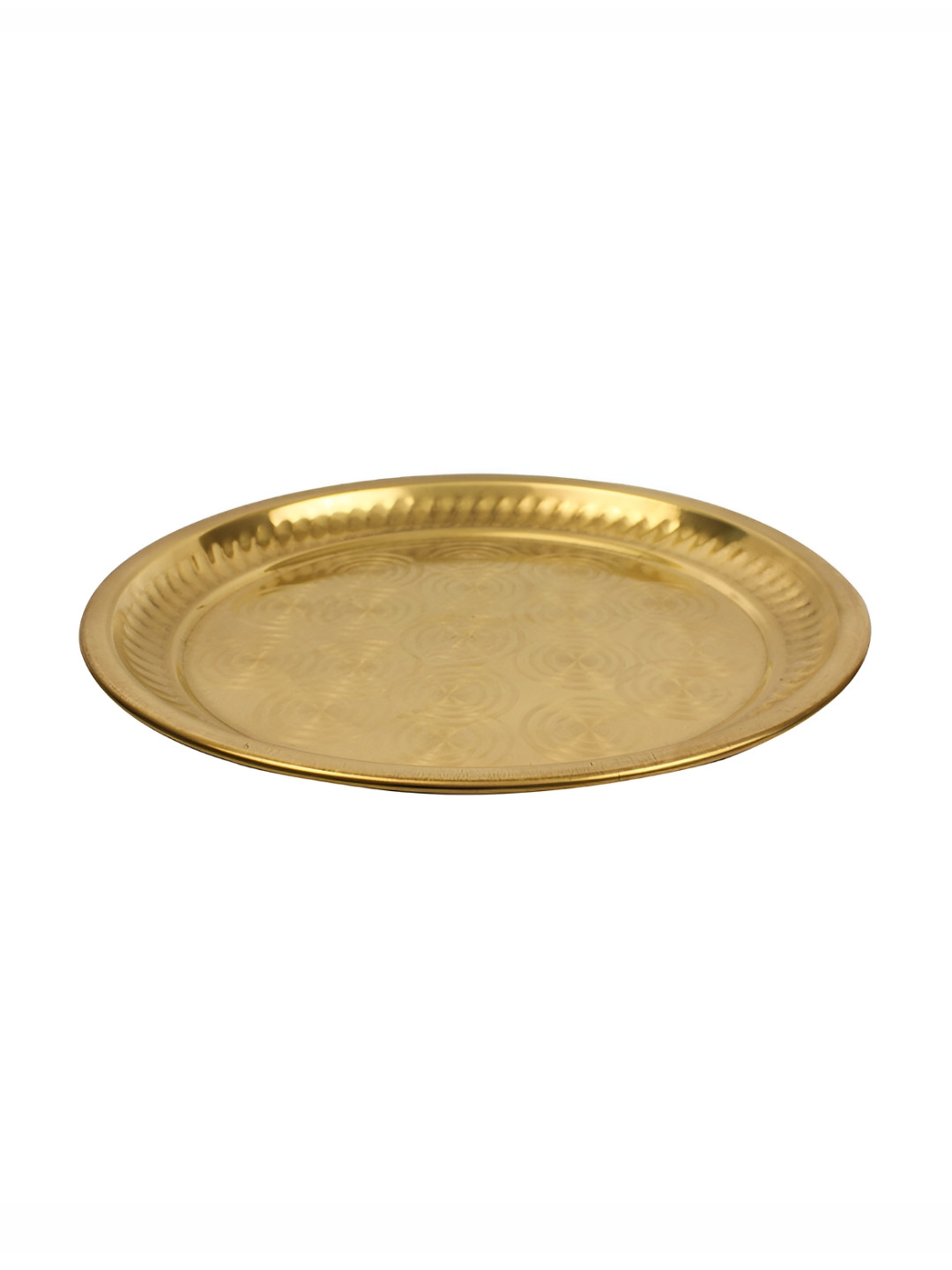 

Spillbox Beige Ring Embossed Round Brass Pooja Thali
