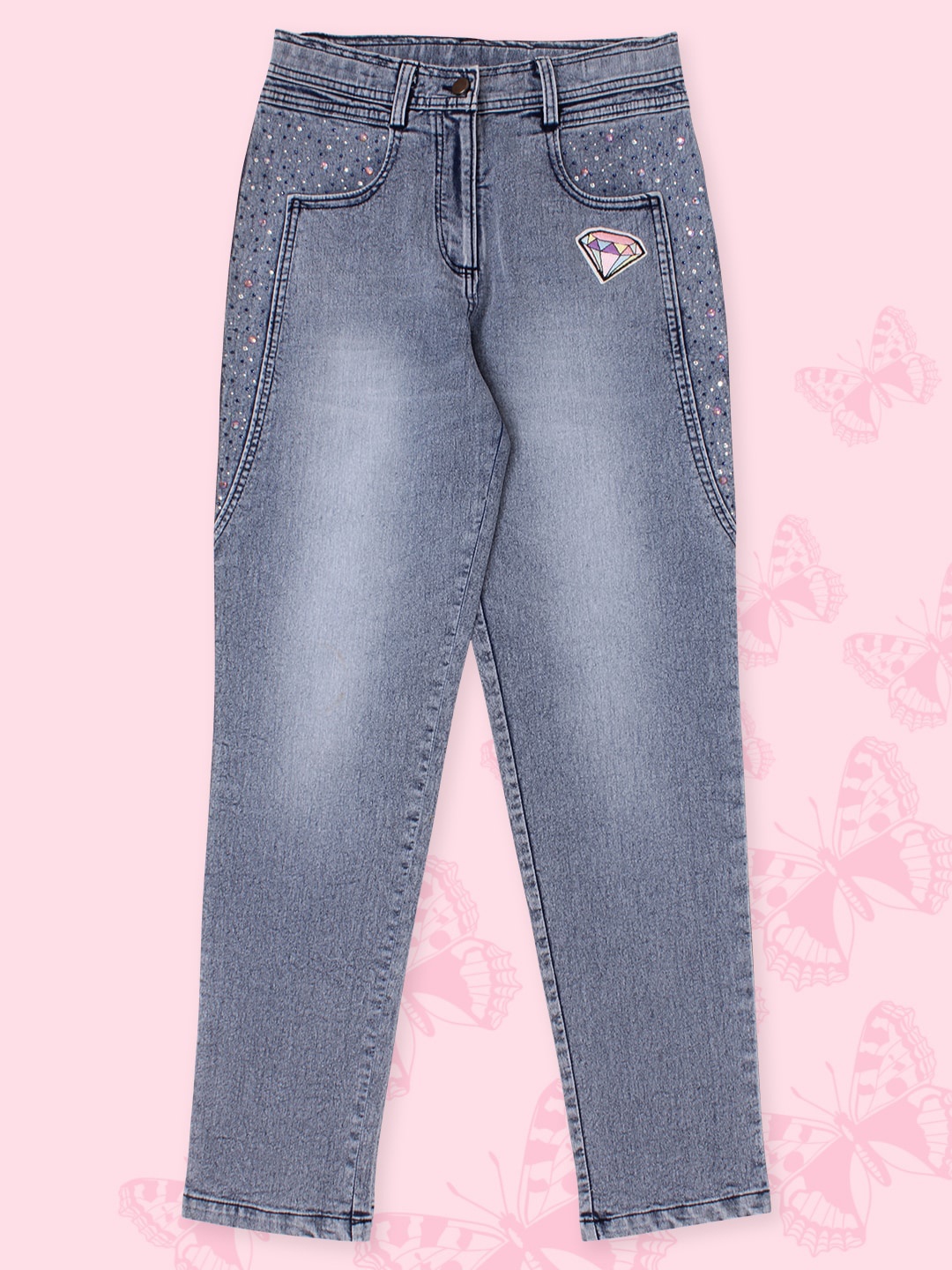 

CUTECUMBER Girls Clean Look Mid-Rise Jeans, Blue