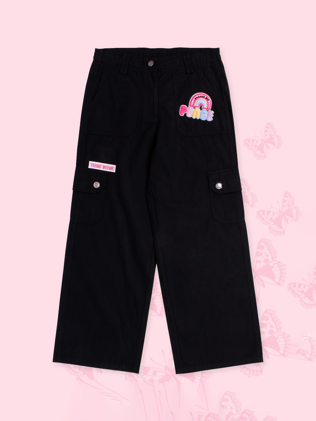 

CUTECUMBER Girls Mid-Rise Cargos, Black