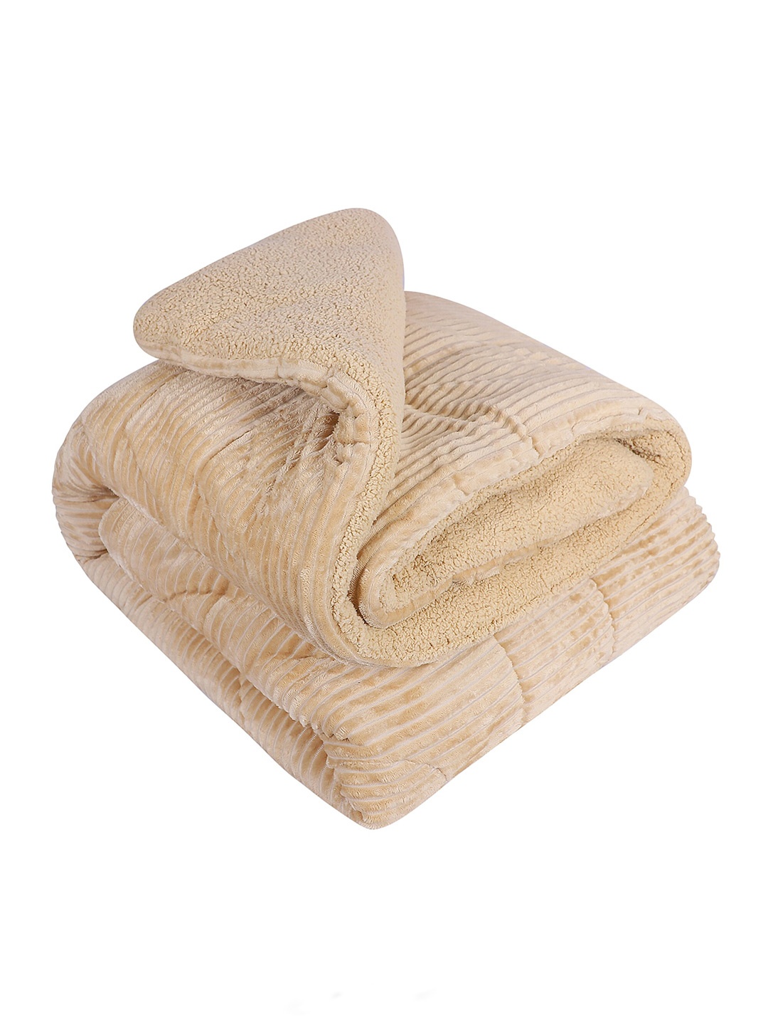 

Nivasam Beige Striped Heavy Winter 1000 GSM Double Bed Quilt