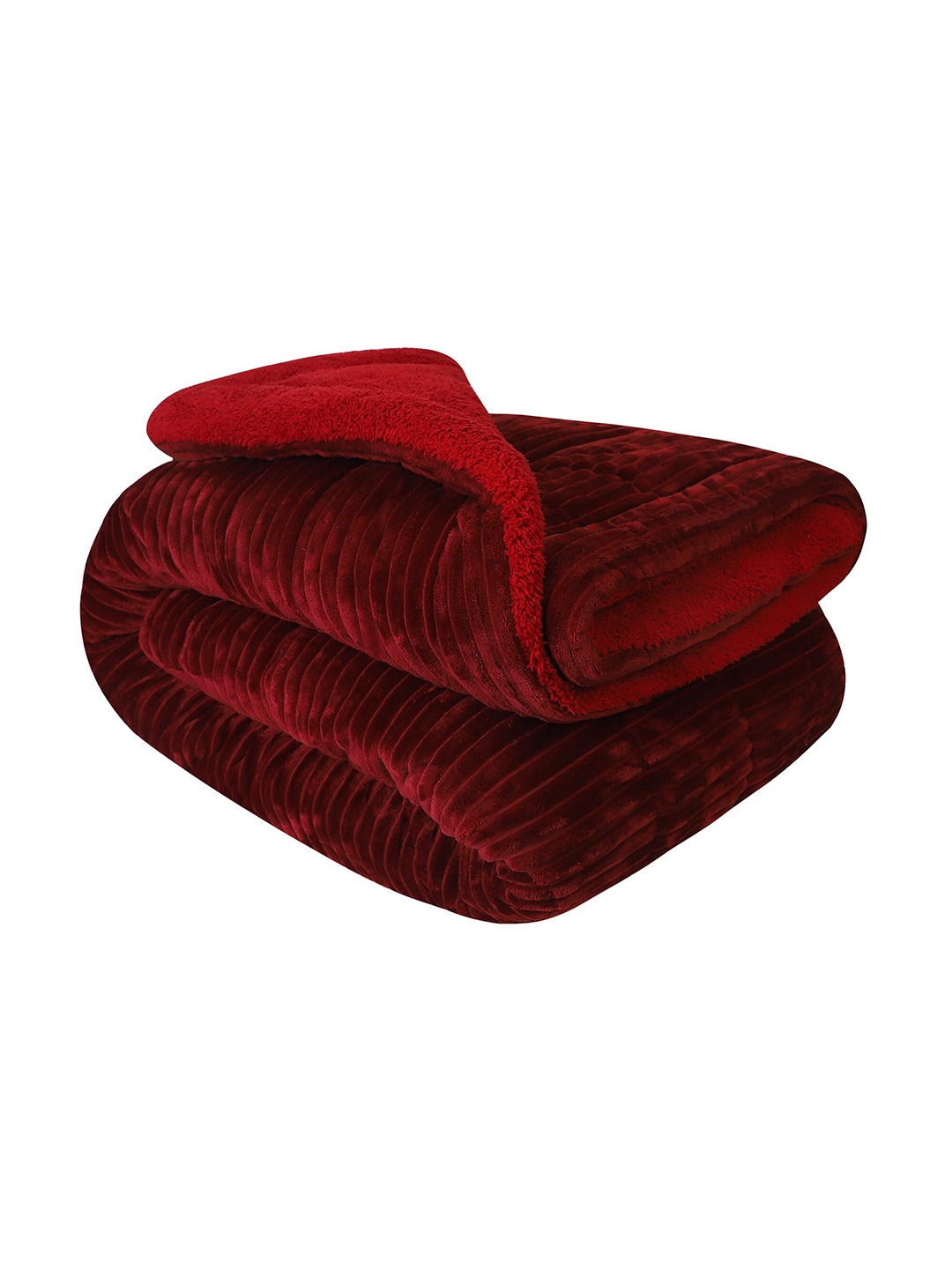 

Nivasam Maroon & Red Striped Heavy Winter 1000 GSM Double Bed Quilt