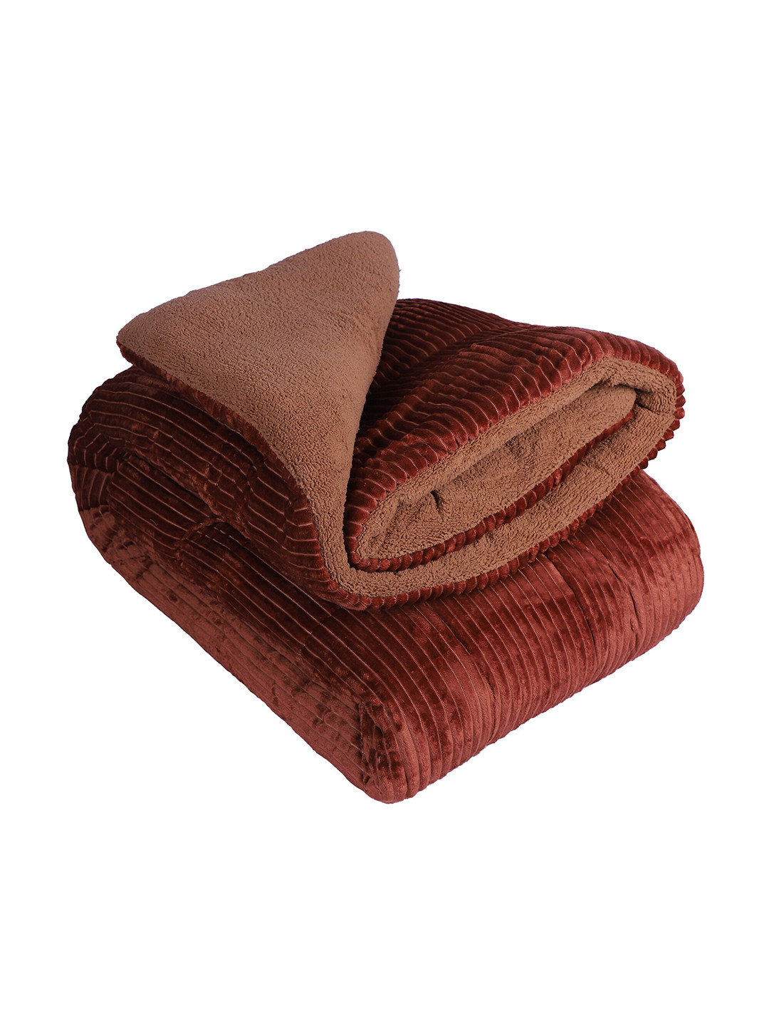 

Nivasam Brown Striped Heavy Winter Double Bed Quilt