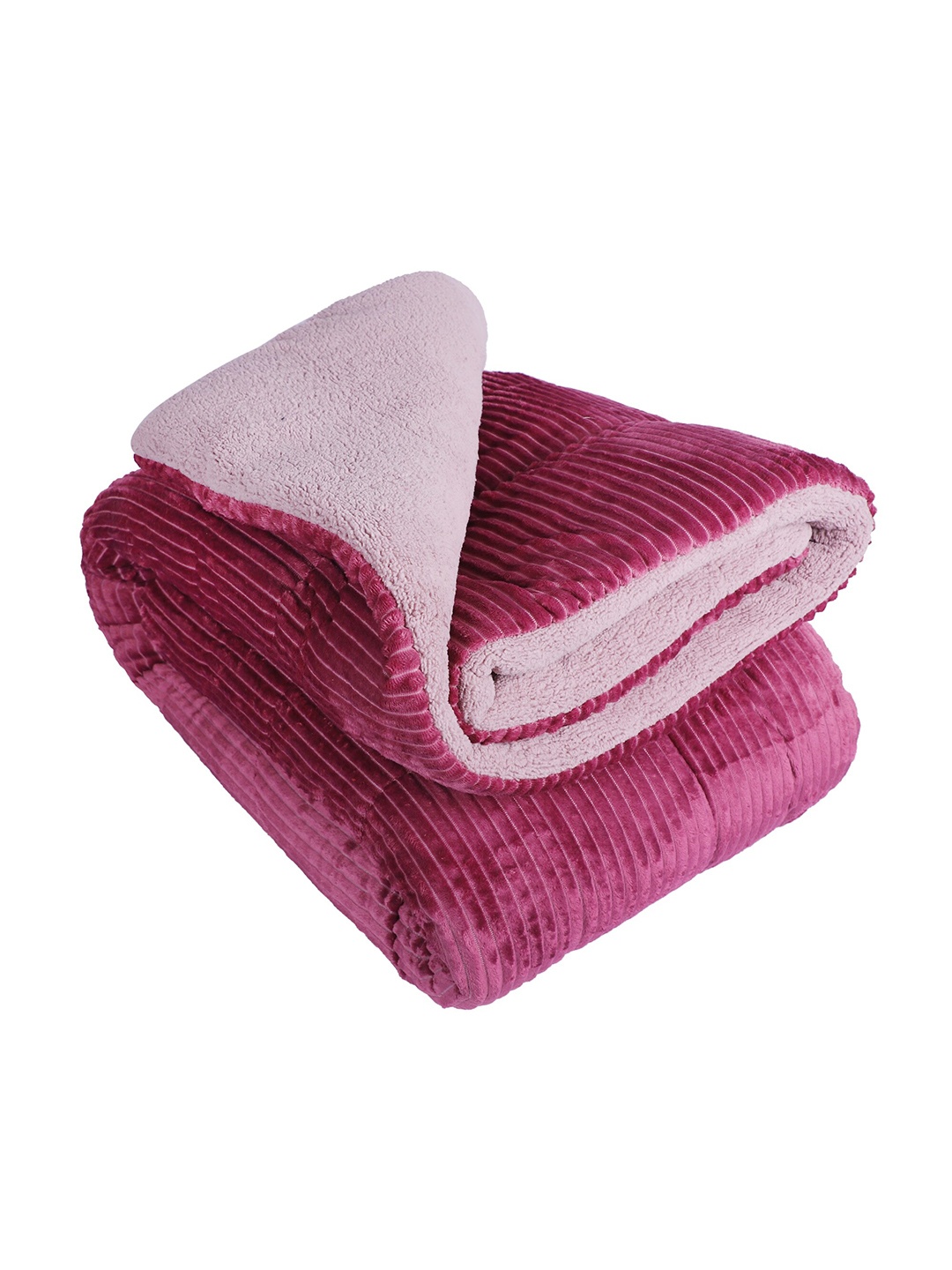 

Nivasam Maroon & Pink Striped Heavy Winter 1000 GSM Double Bed Quilt