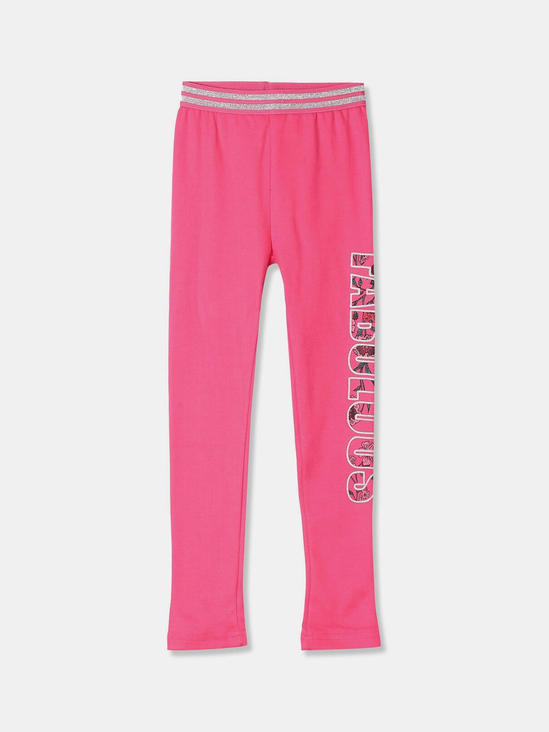 

V-Mart Girls Printed Cotton Leggings, Pink