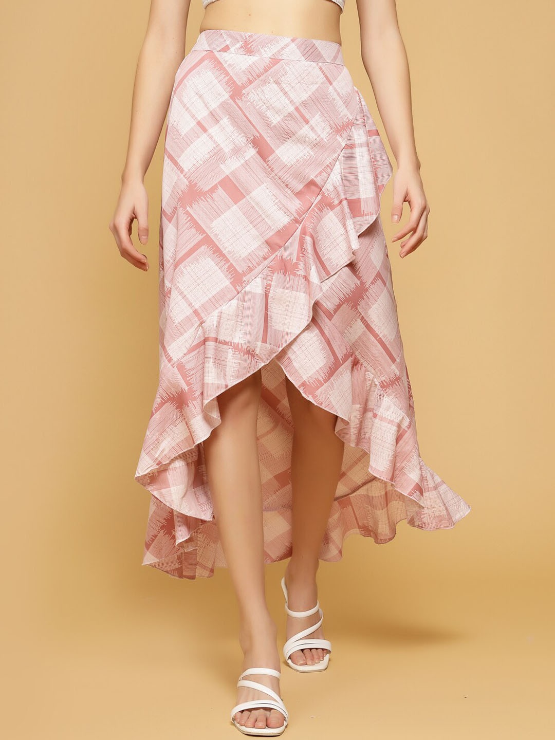 

Oomph! Women Geometric Printed Wrap Midi Skirt, Pink