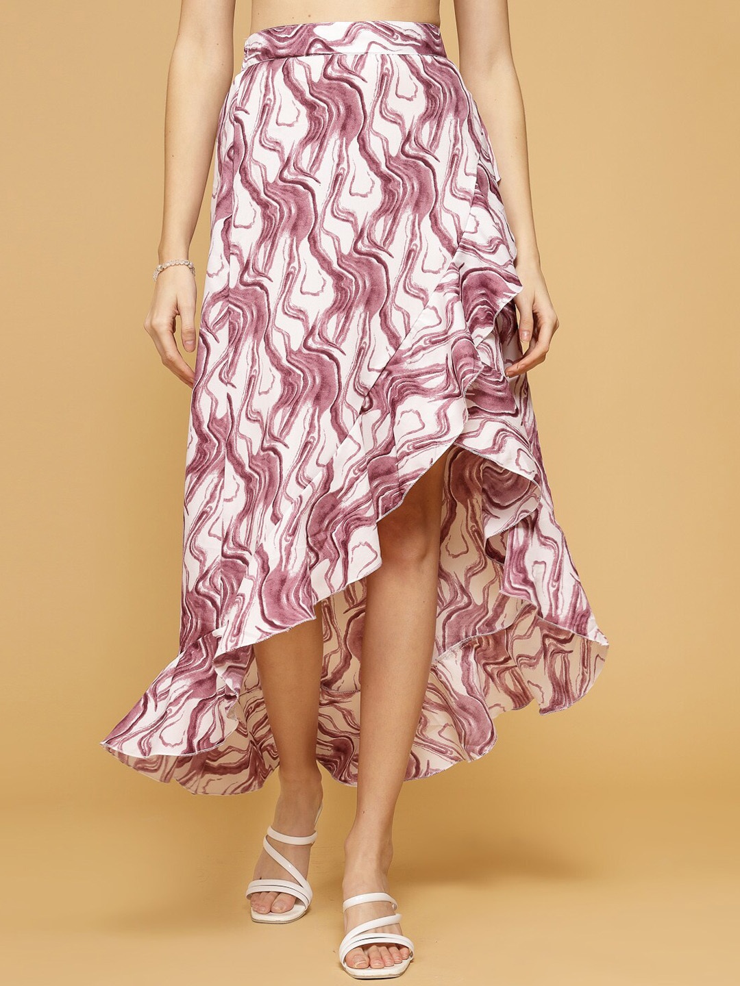 

Oomph! Abstract Printed Wrap Midi Skirts, Pink