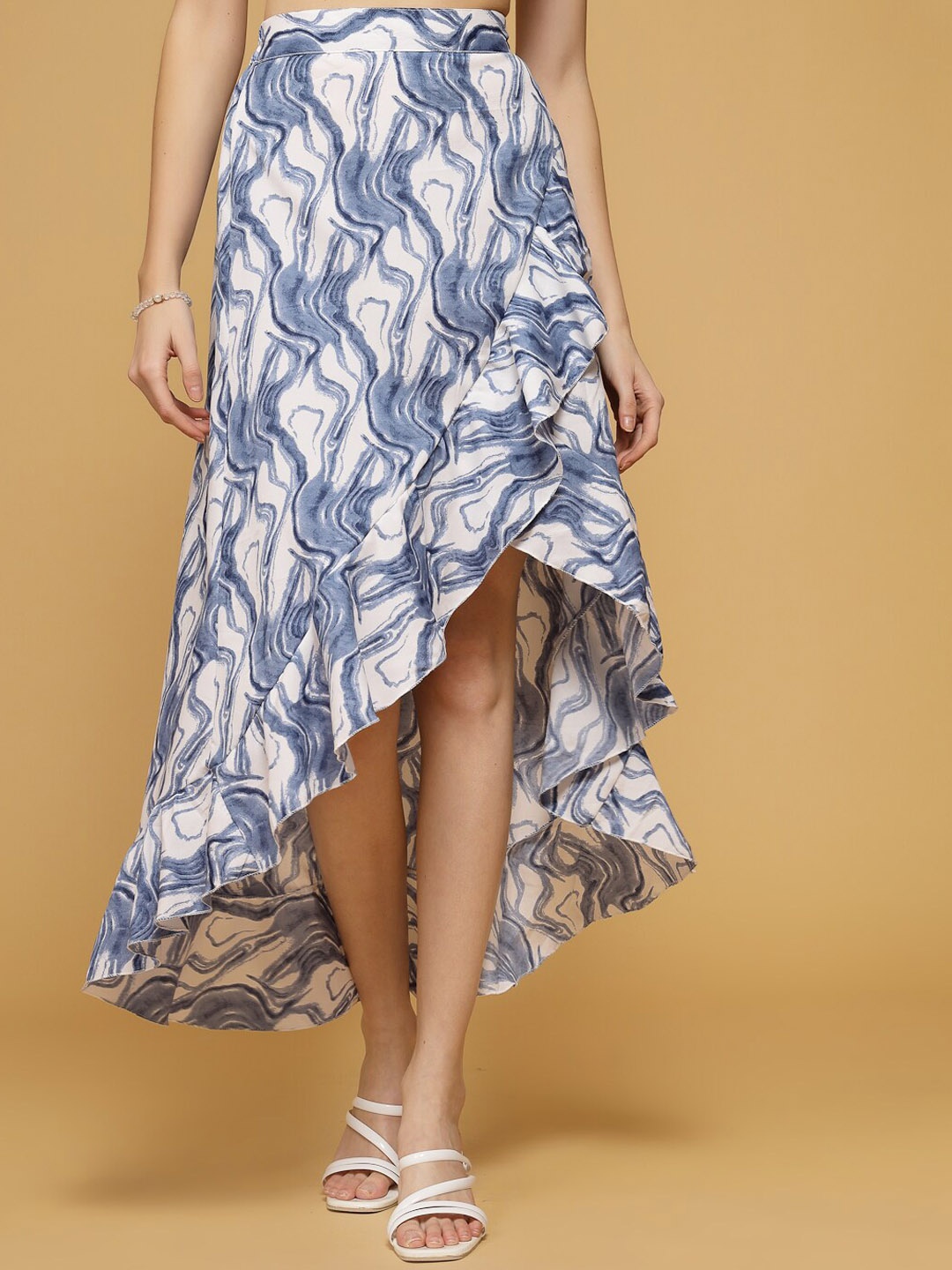 

Oomph! Women Abstract Printed Wrap Midi Skirts, Blue
