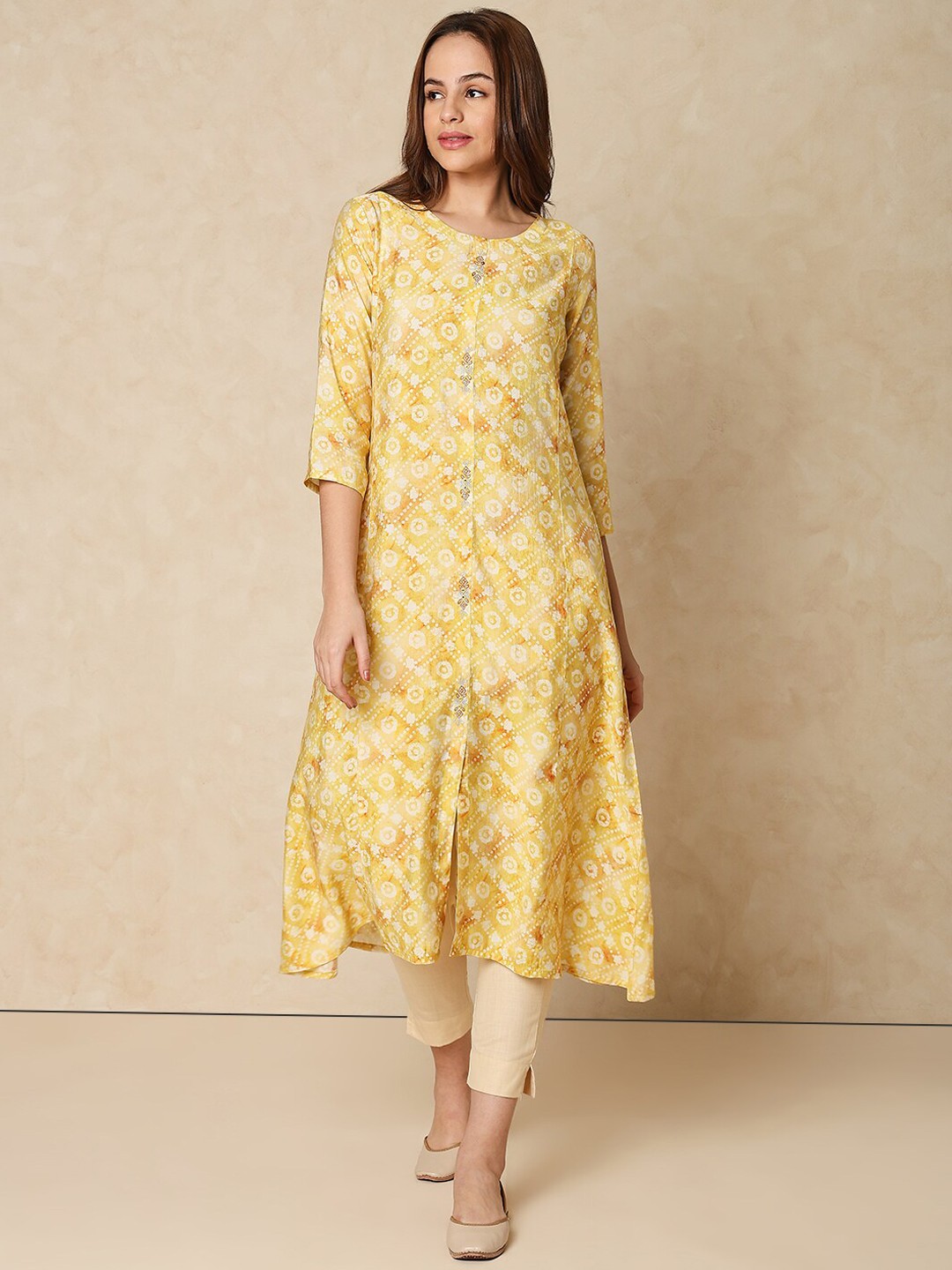

Indifusion Tie & Dyed A Line Kurta, Yellow
