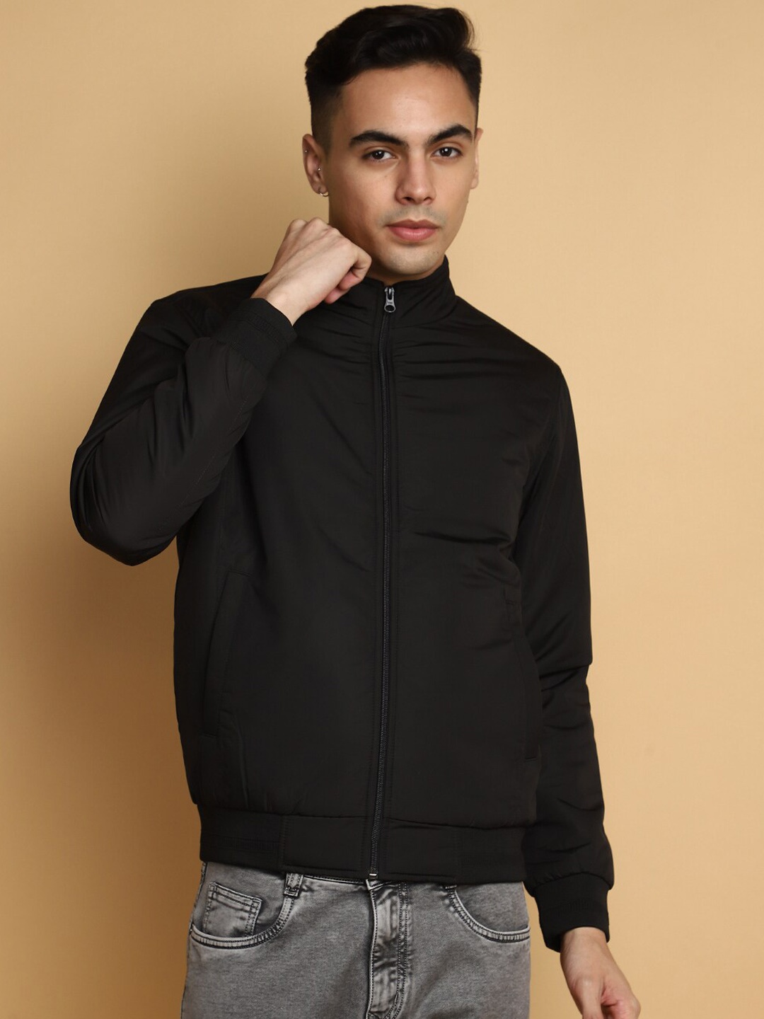 

V-Mart Lightweight Cotton Bomber Jacket, Black