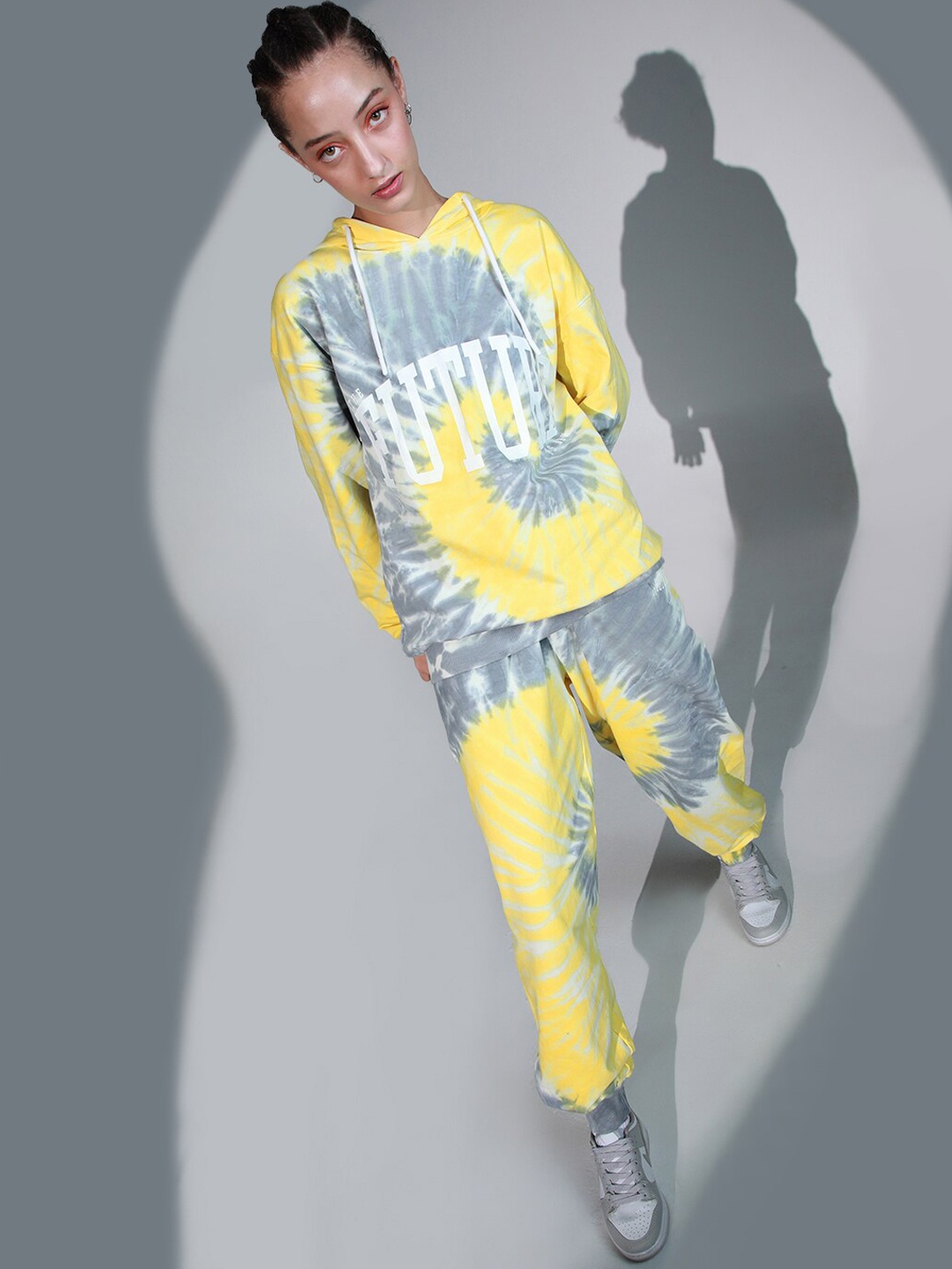 

Hubberholme Tie & Dye Pure Cotton Hooded Sweatshirt, Yellow