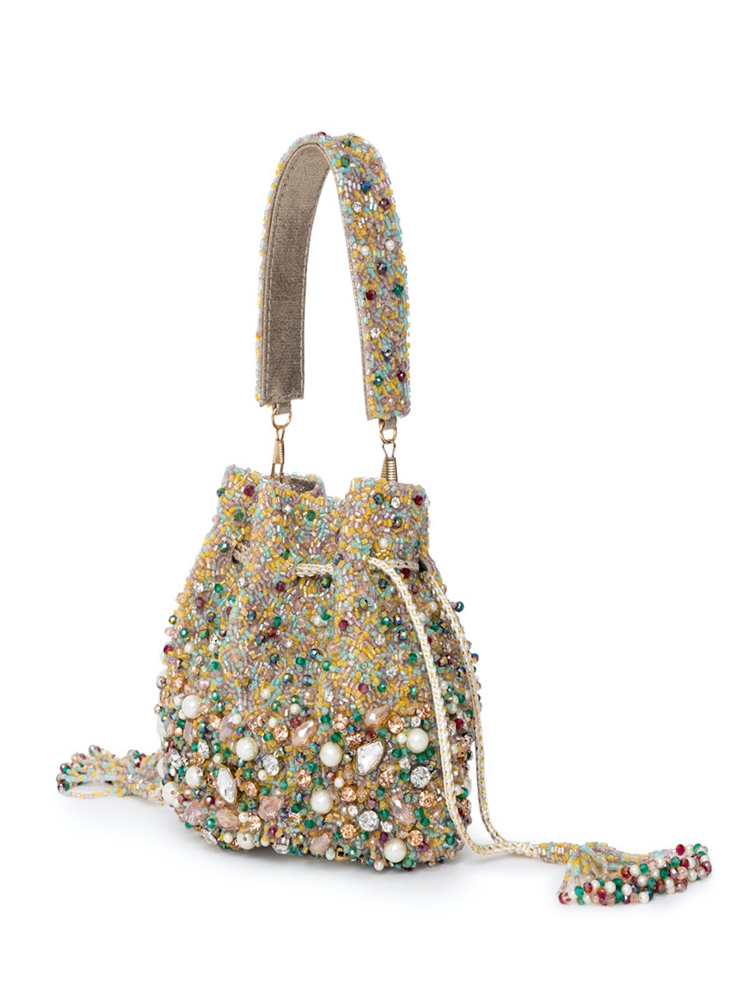 

BEAU MONDE Embellished Fashion Potli Clutches, Gold