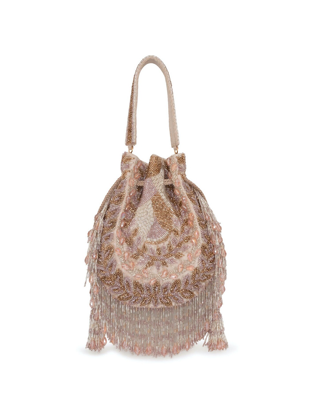 

BEAU MONDE Embellished Fashion Potli Clutches, Rose gold
