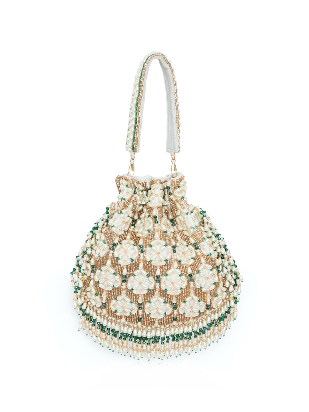 

BEAU MONDE Embellished Fashion Potli Clutches, Green