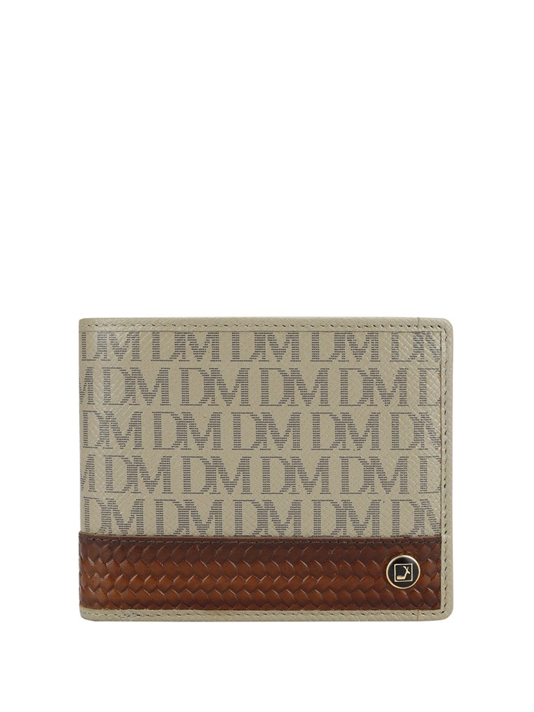 

Da Milano Men Brand Logo Printed Leather Two Fold Wallet, Grey