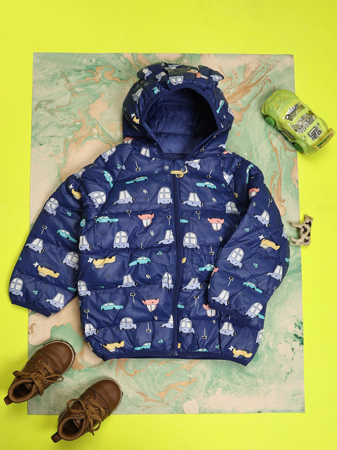 

V-Mart Kids Printed Hooded Lightweight Puffer Jacket, Blue