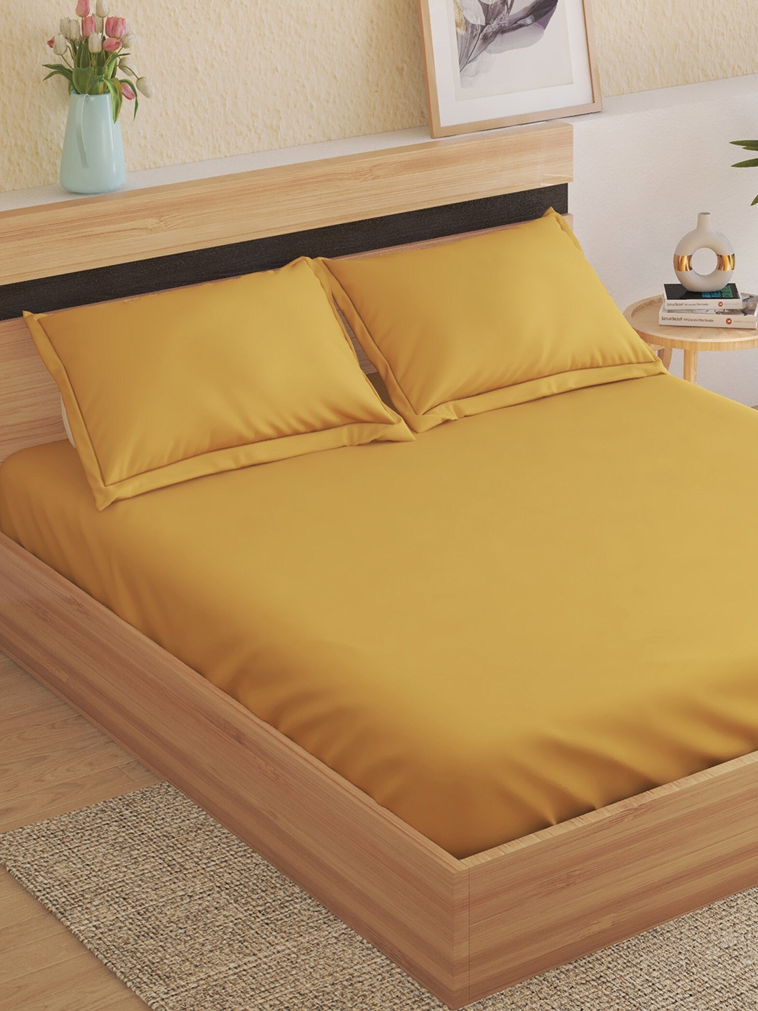 

Home Centre Colour Refresh Yellow Solid Cotton 150 TC King Bedsheet with 2 Pillow Covers