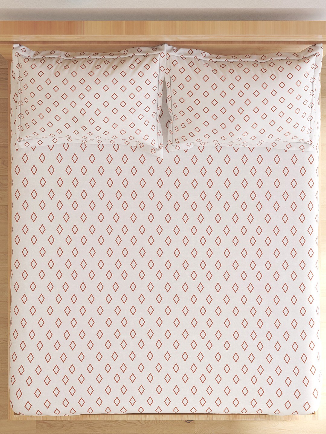 

Home Centre White Geometric Cotton 150 TC King Bedsheet with 2 Pillow Covers